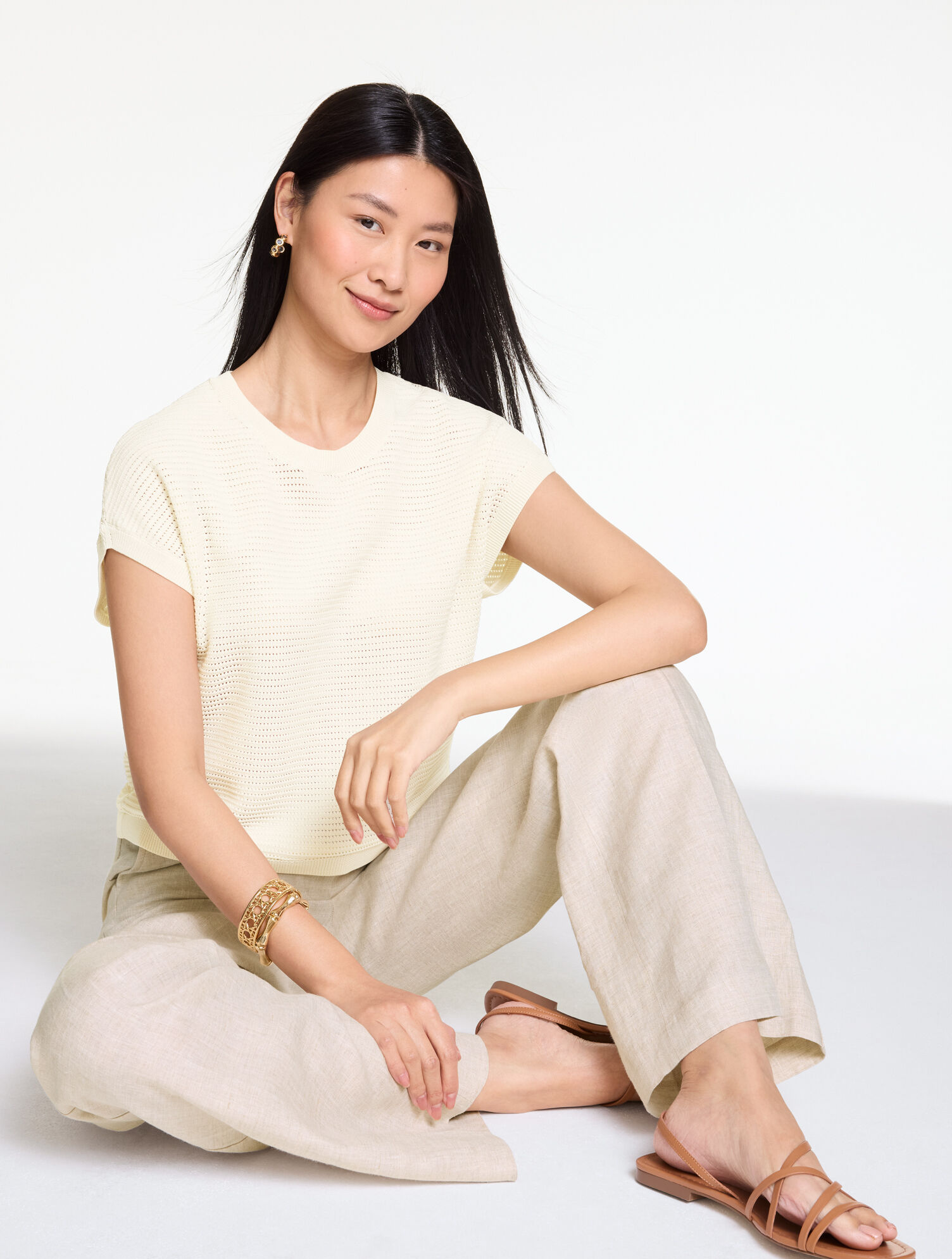 Extended Shoulder Crewneck Sweater