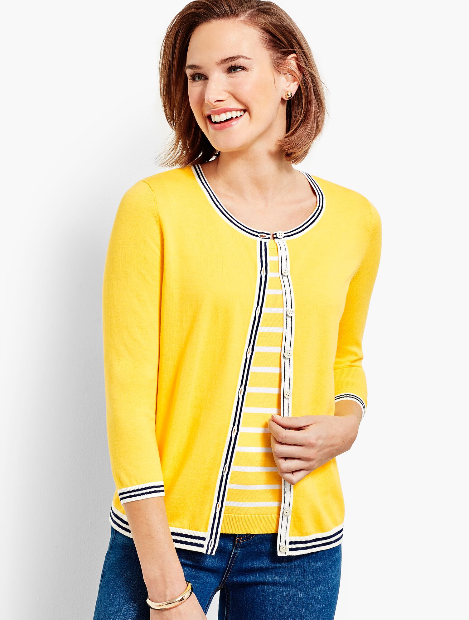 Tipped Charming Cardigan - Lemon Tart