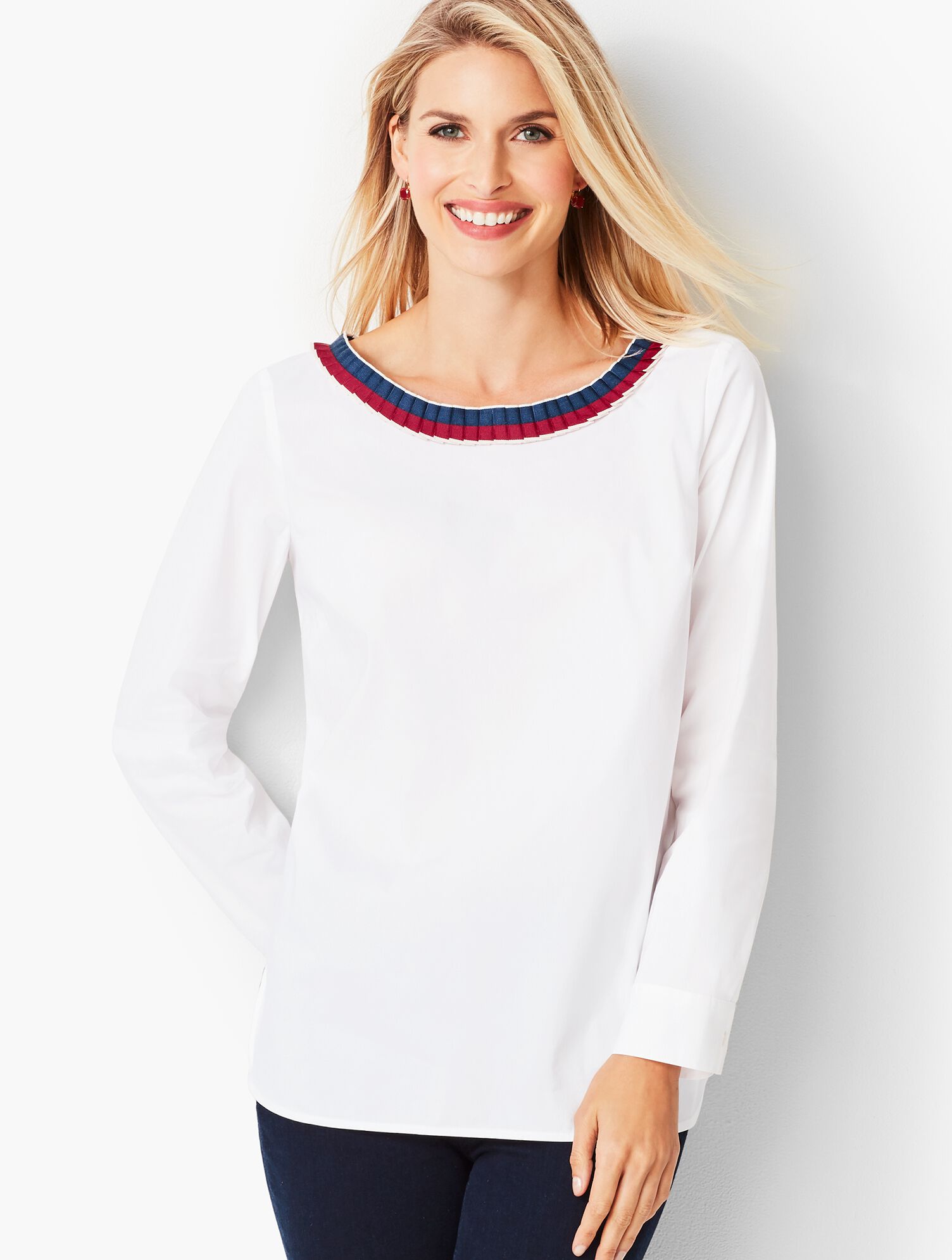 Grosgrain-Trim Poplin Tunic