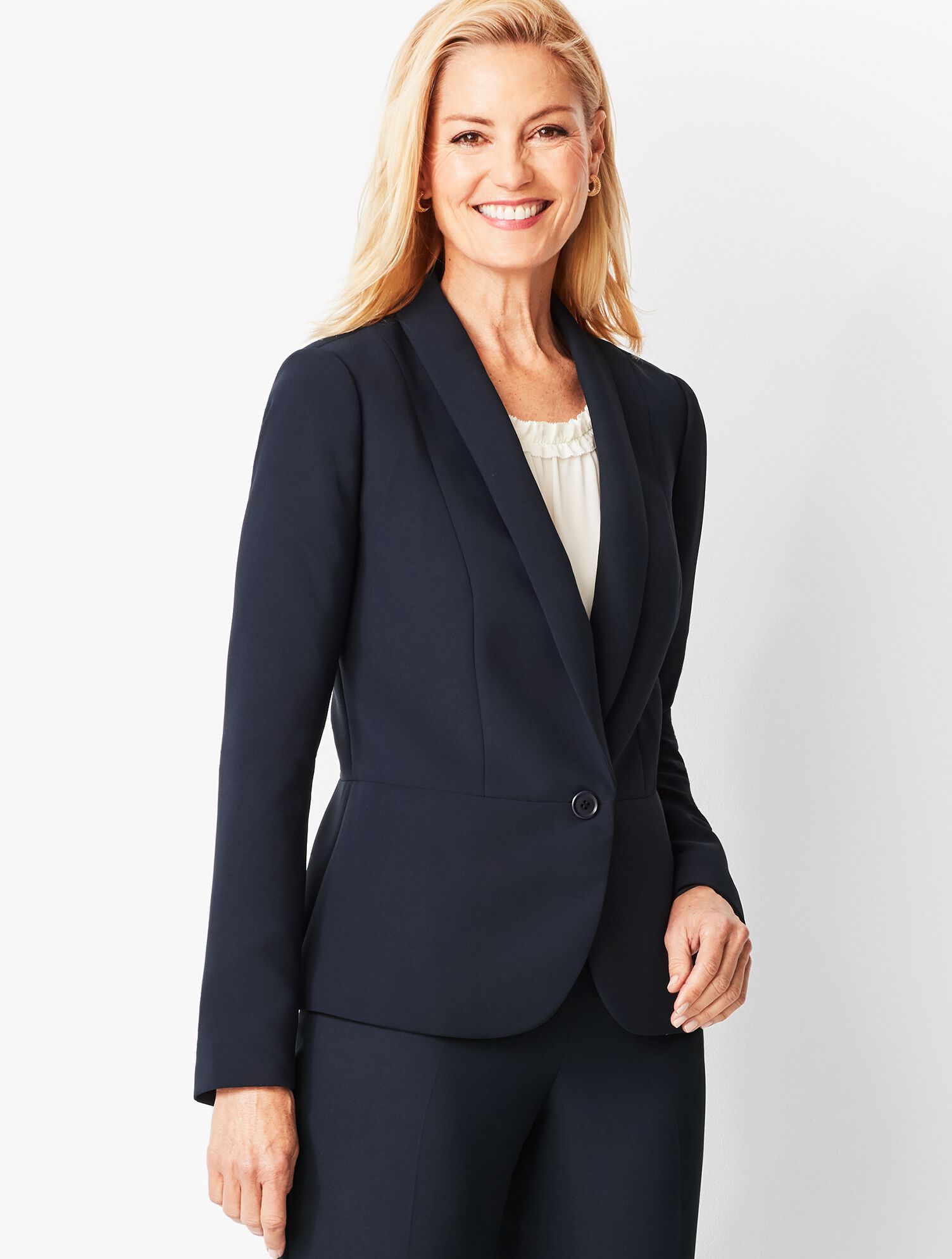 Talbots Refined Crepe Single-Button Peplum Blazer