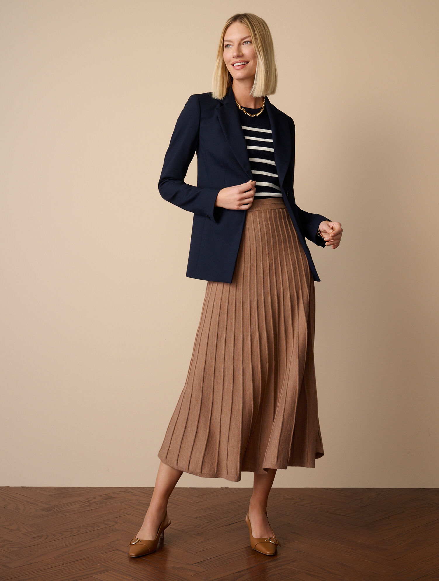 Pleated Fit &amp; Flare Skirt