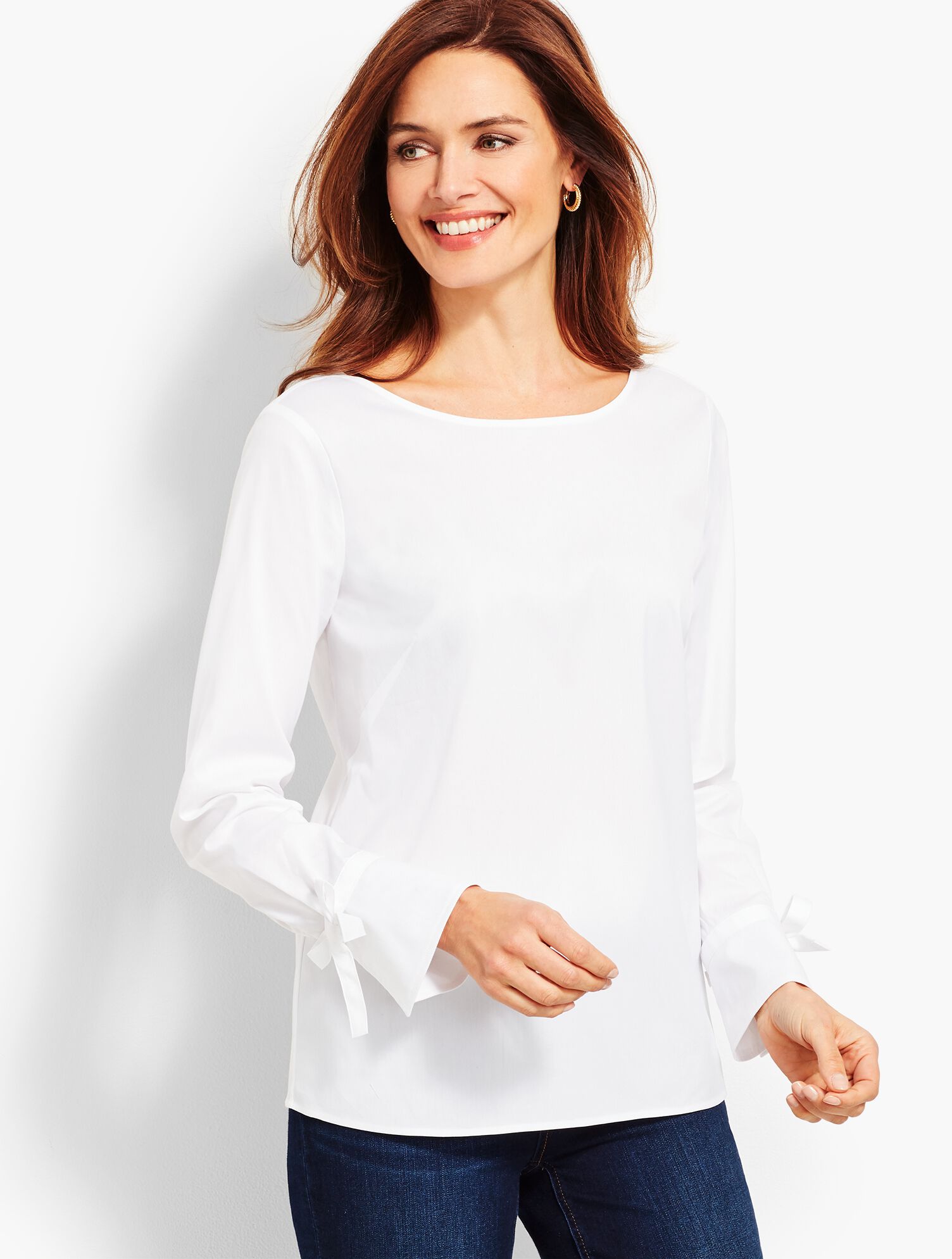 Tie-Sleeve Poplin Popover