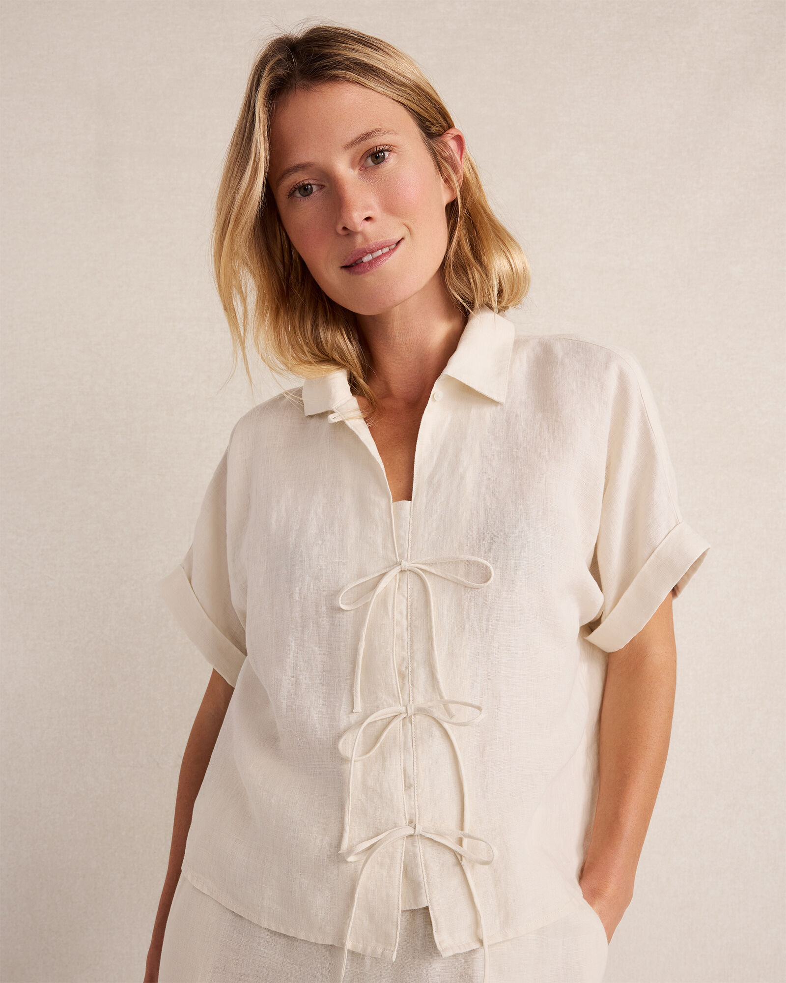 Linen Tie-Front Top