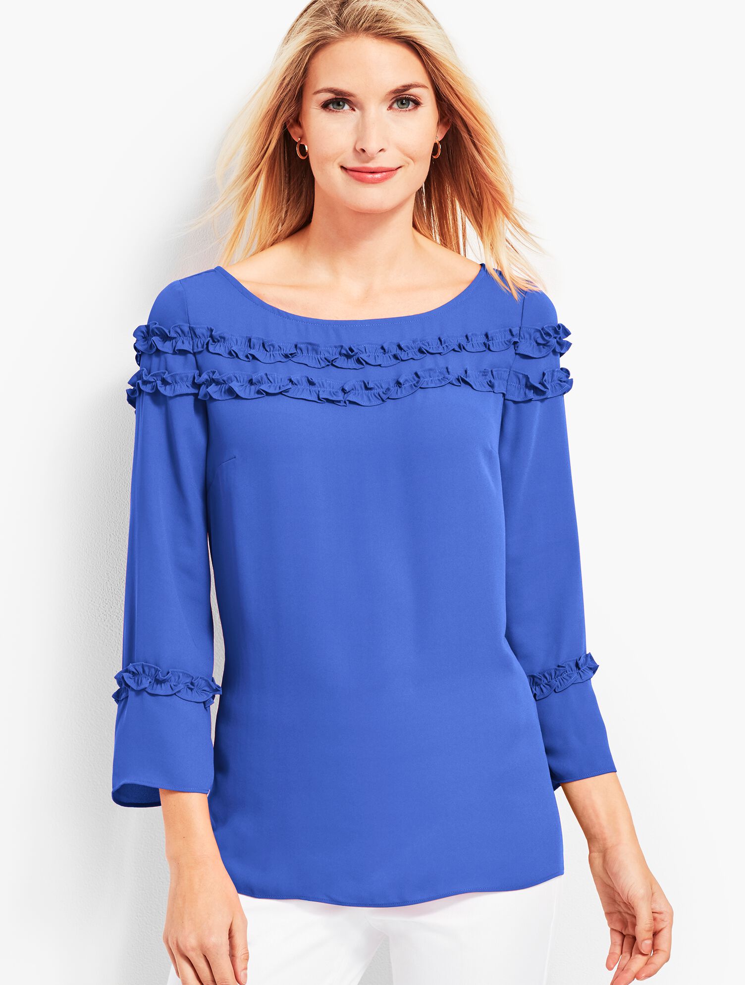 Shirred Ruffle Top - Solid