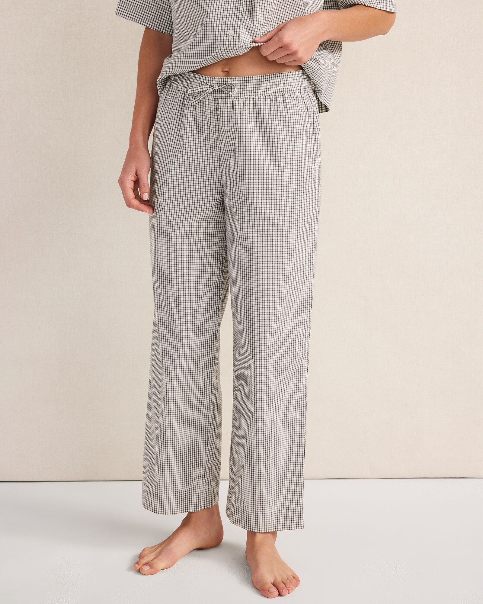 Organic Cotton Poplin Gingham Pajama Pants