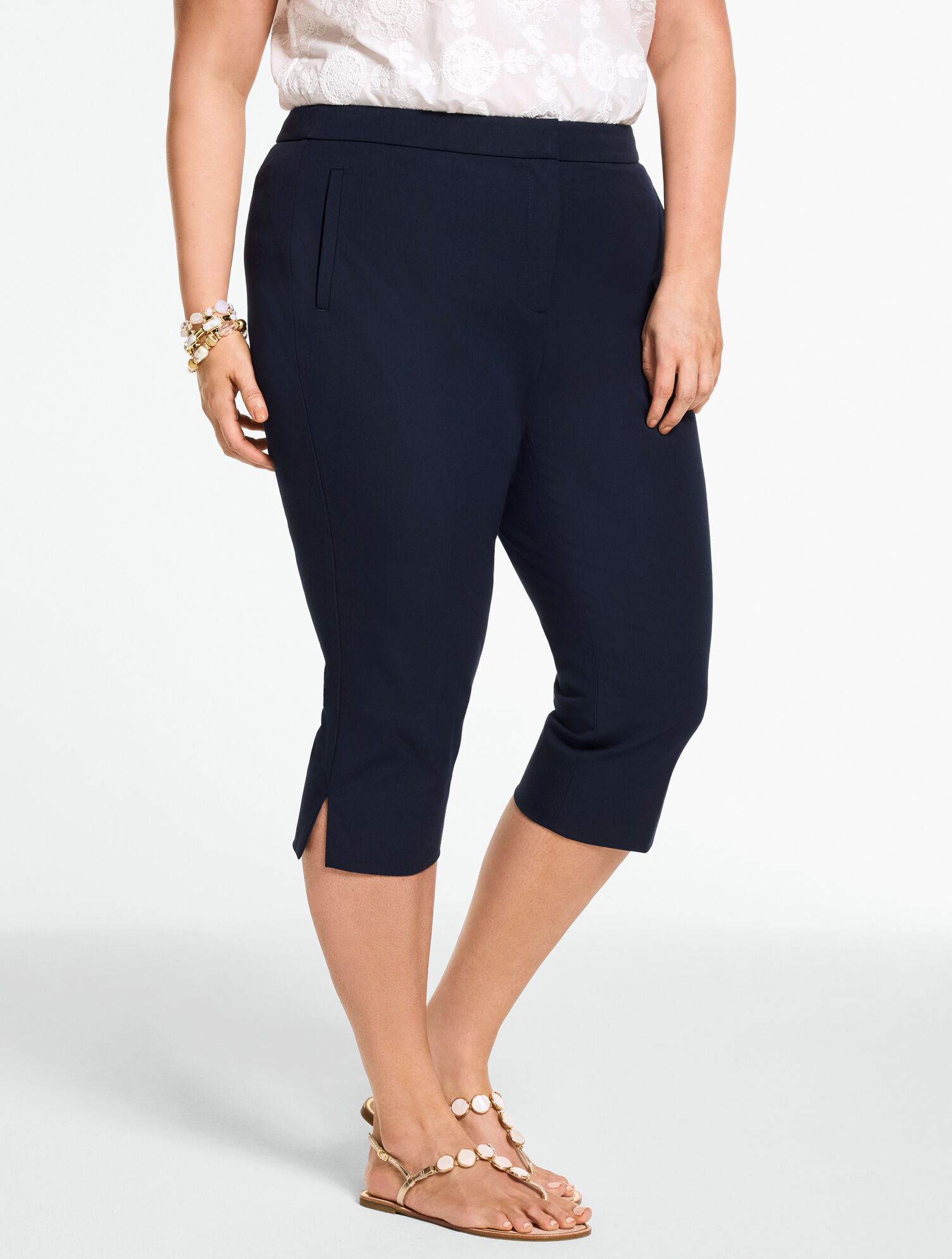 Plus Exclusive Cotton Bi-Stretch Capri Pants