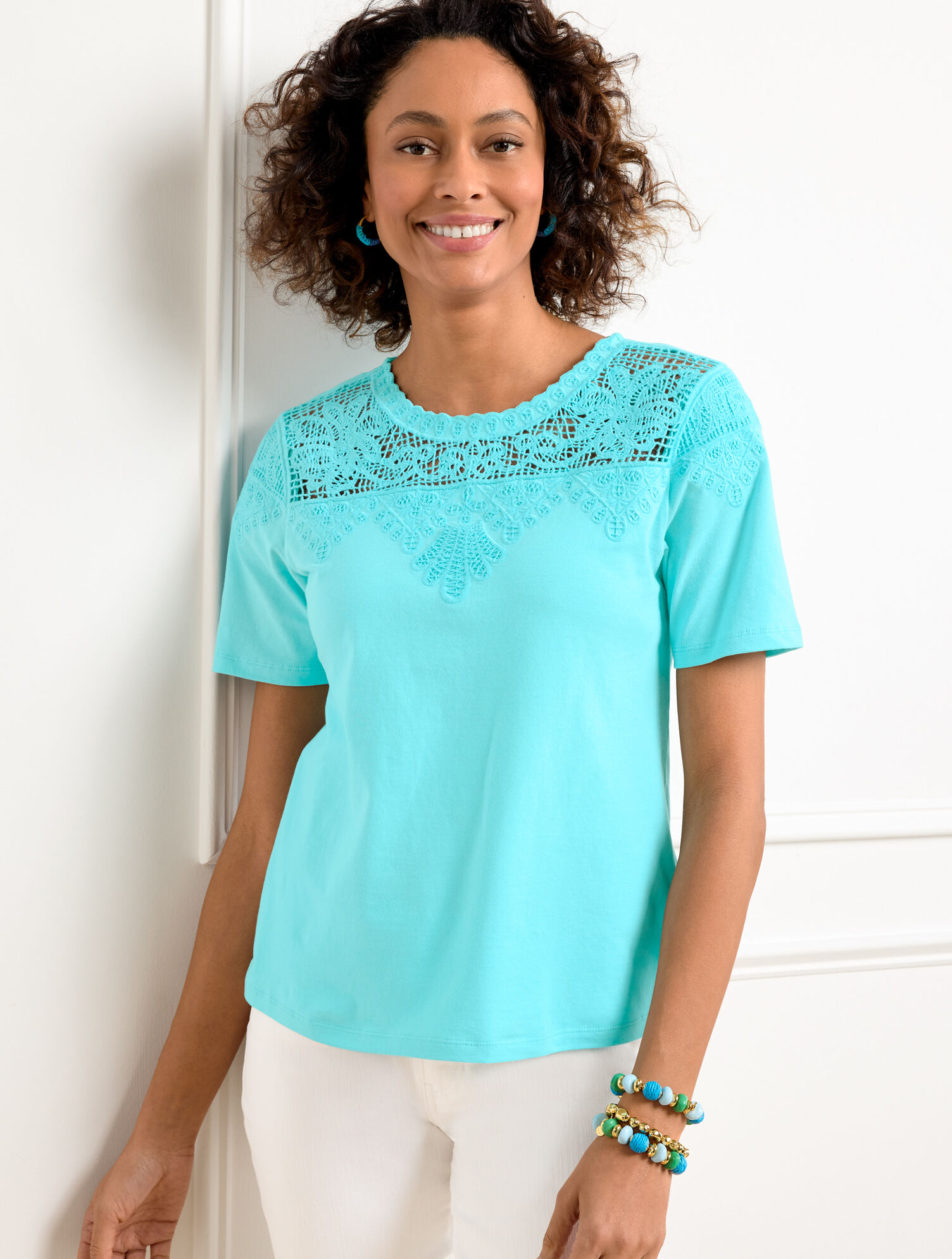Lace Trim Crewneck Tee