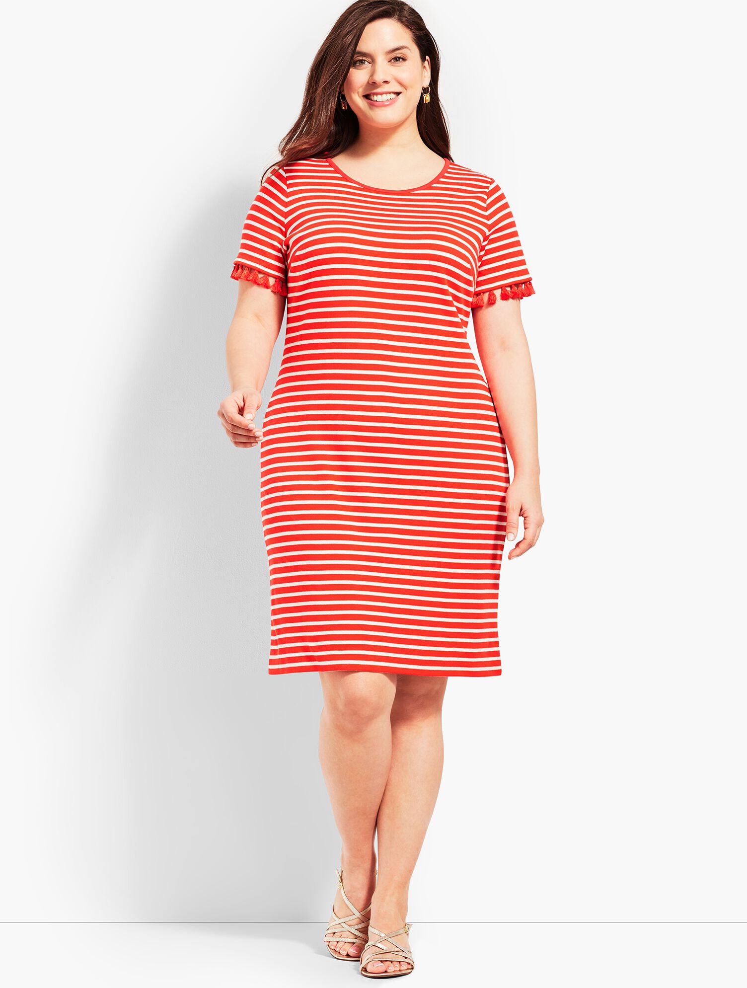 Tassel Trim Striped Shift Dress