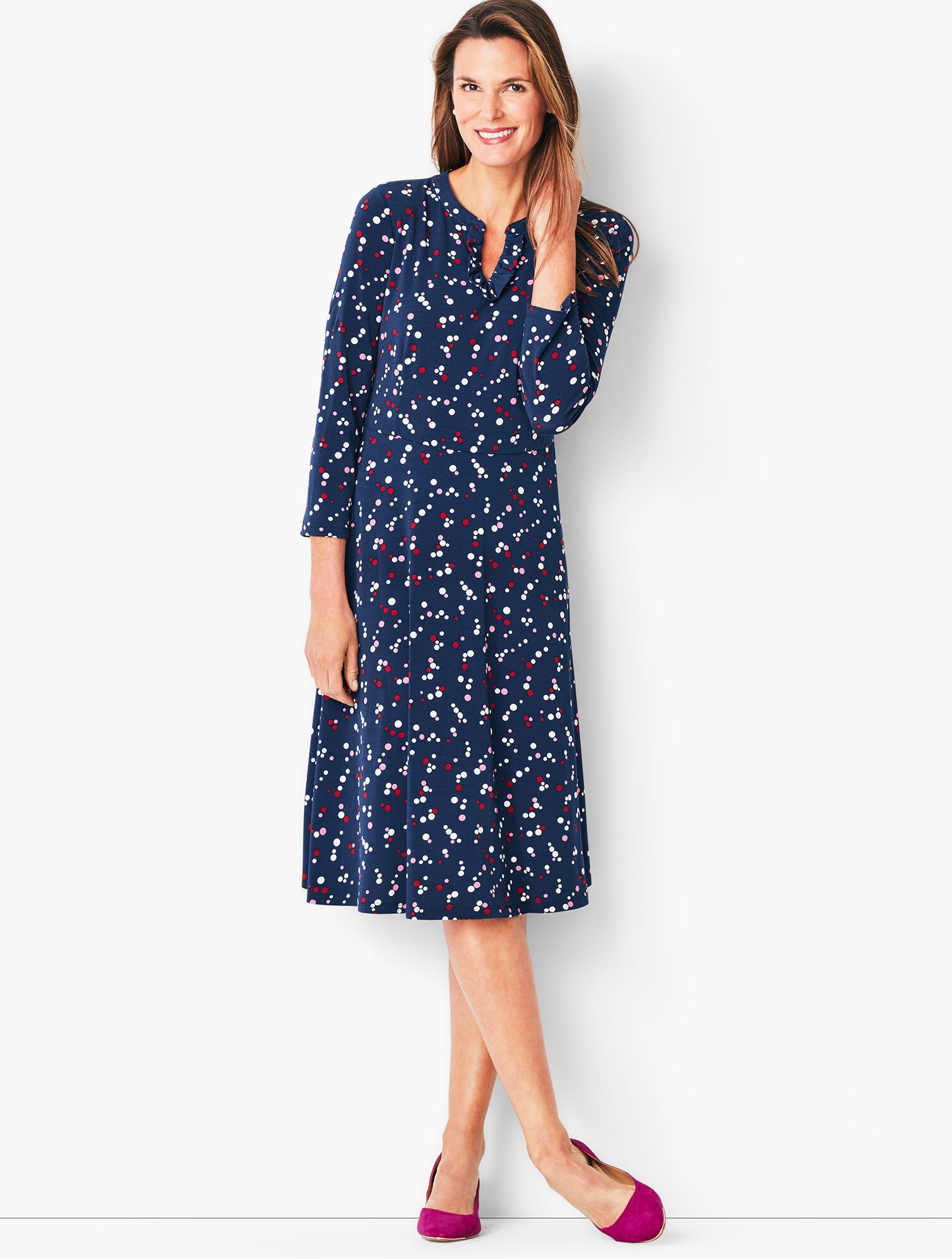 Knit Fit &amp; Flare Dress - Dot