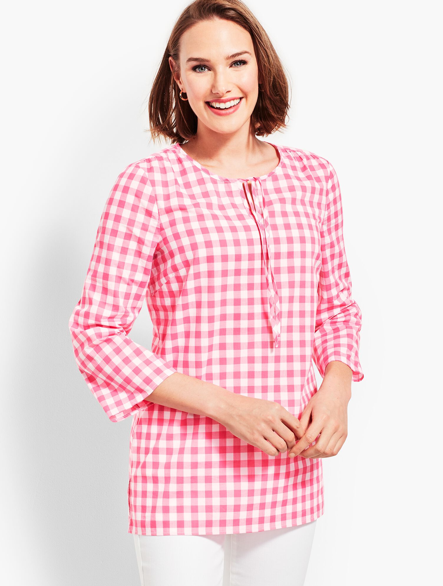 Tie-Front Top - Window Plaid