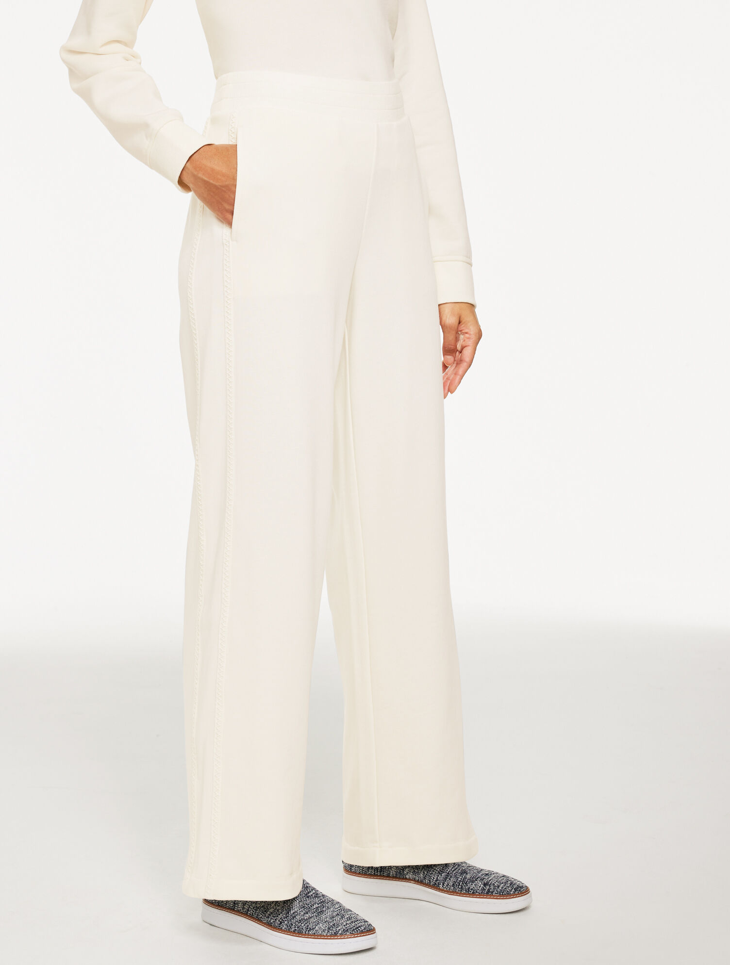 Cozy French Terry Relaxed Leg Pants - Picot Trim
