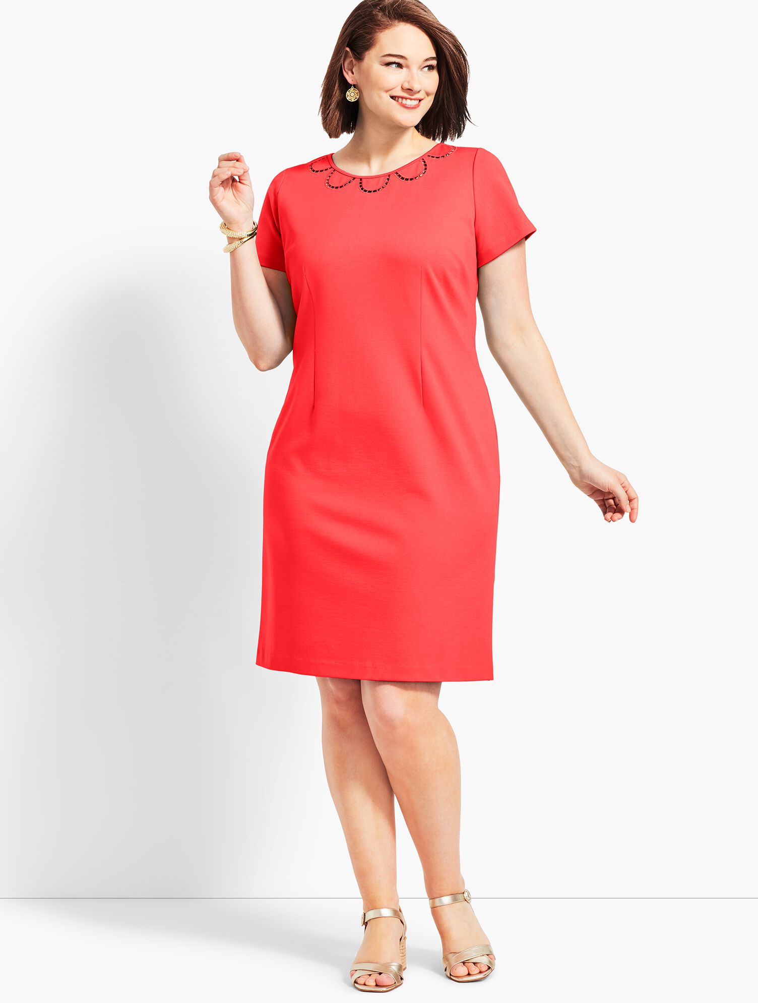 Embroidered Ponte Sheath Dress