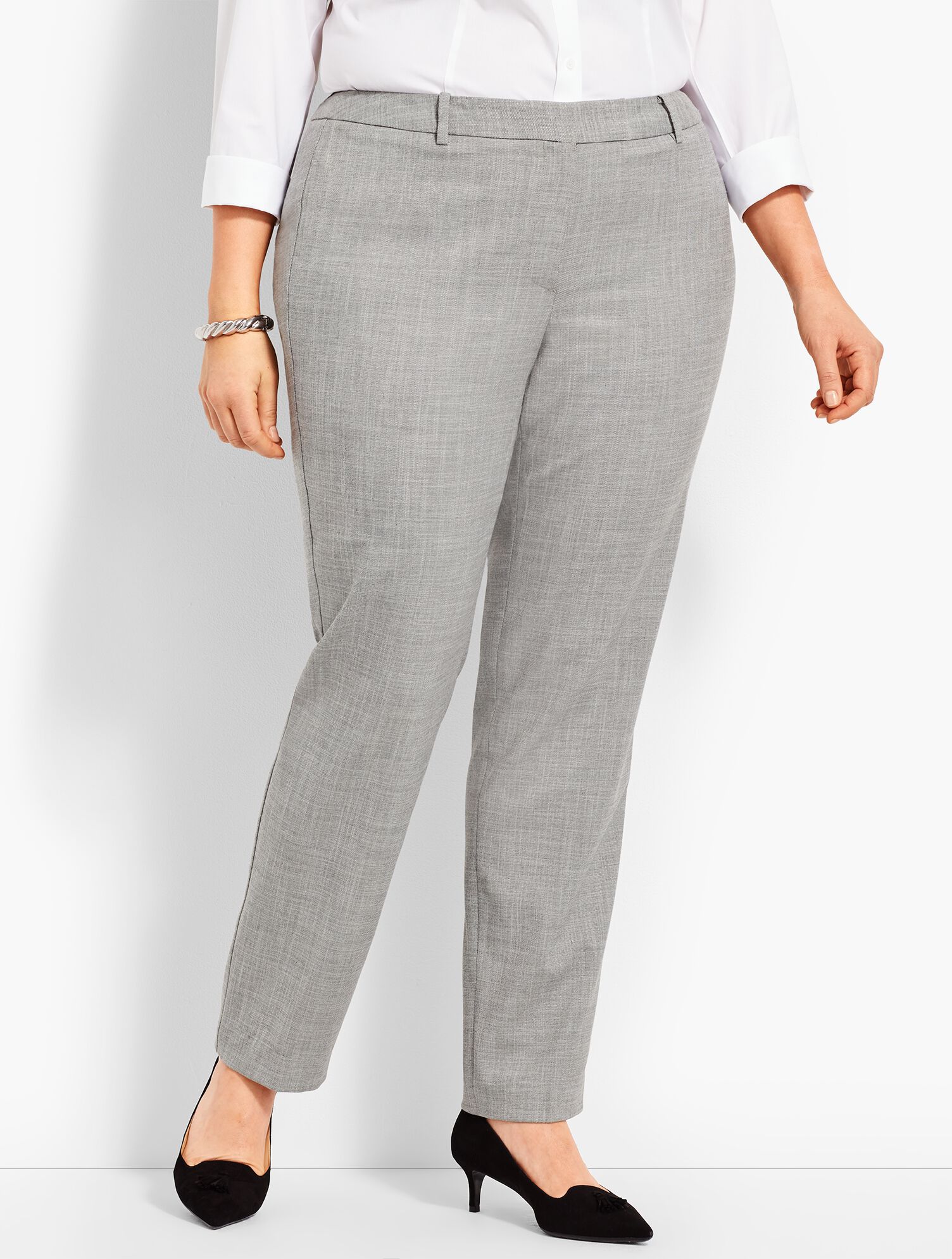 High-Waist Straight-Leg-Chambray