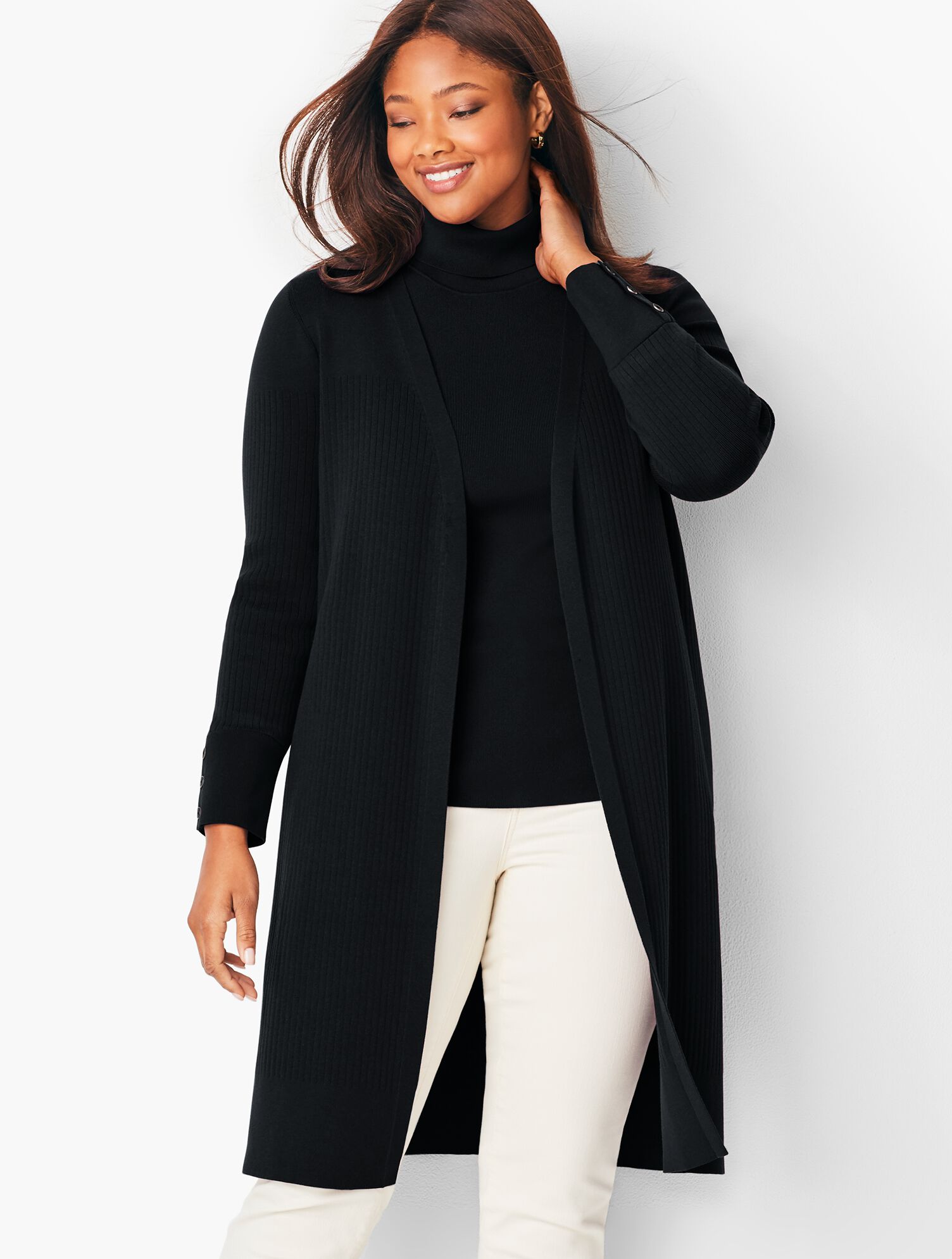 Long Open-Front Cardigan