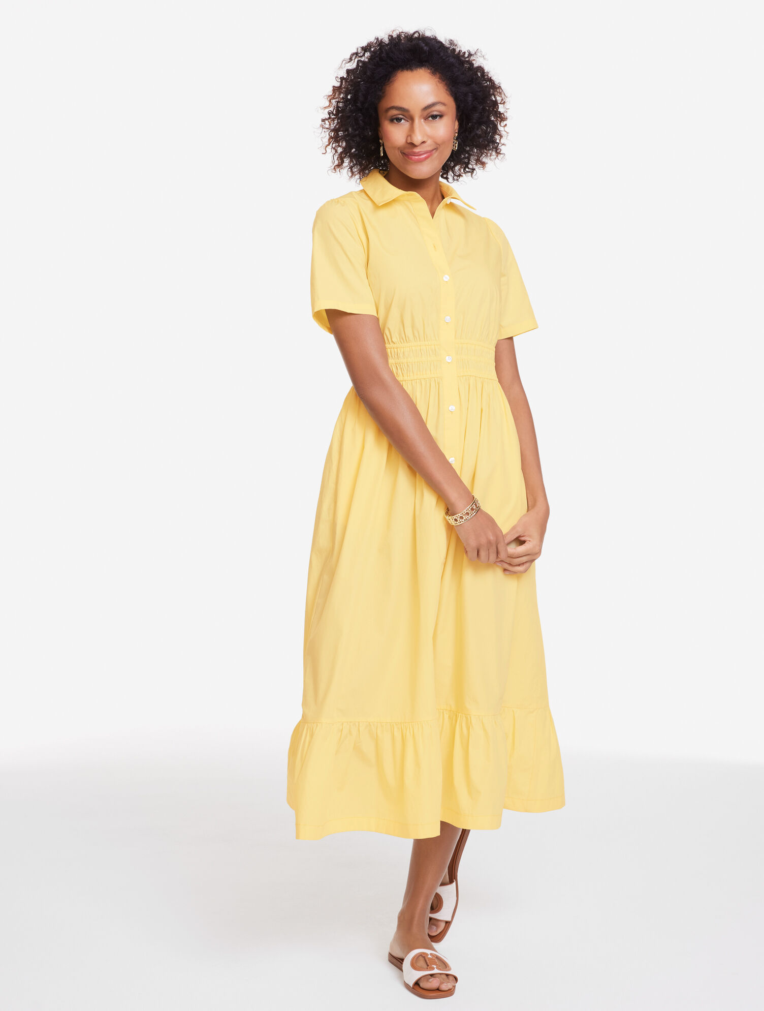 Poplin Flounce Shirtdress