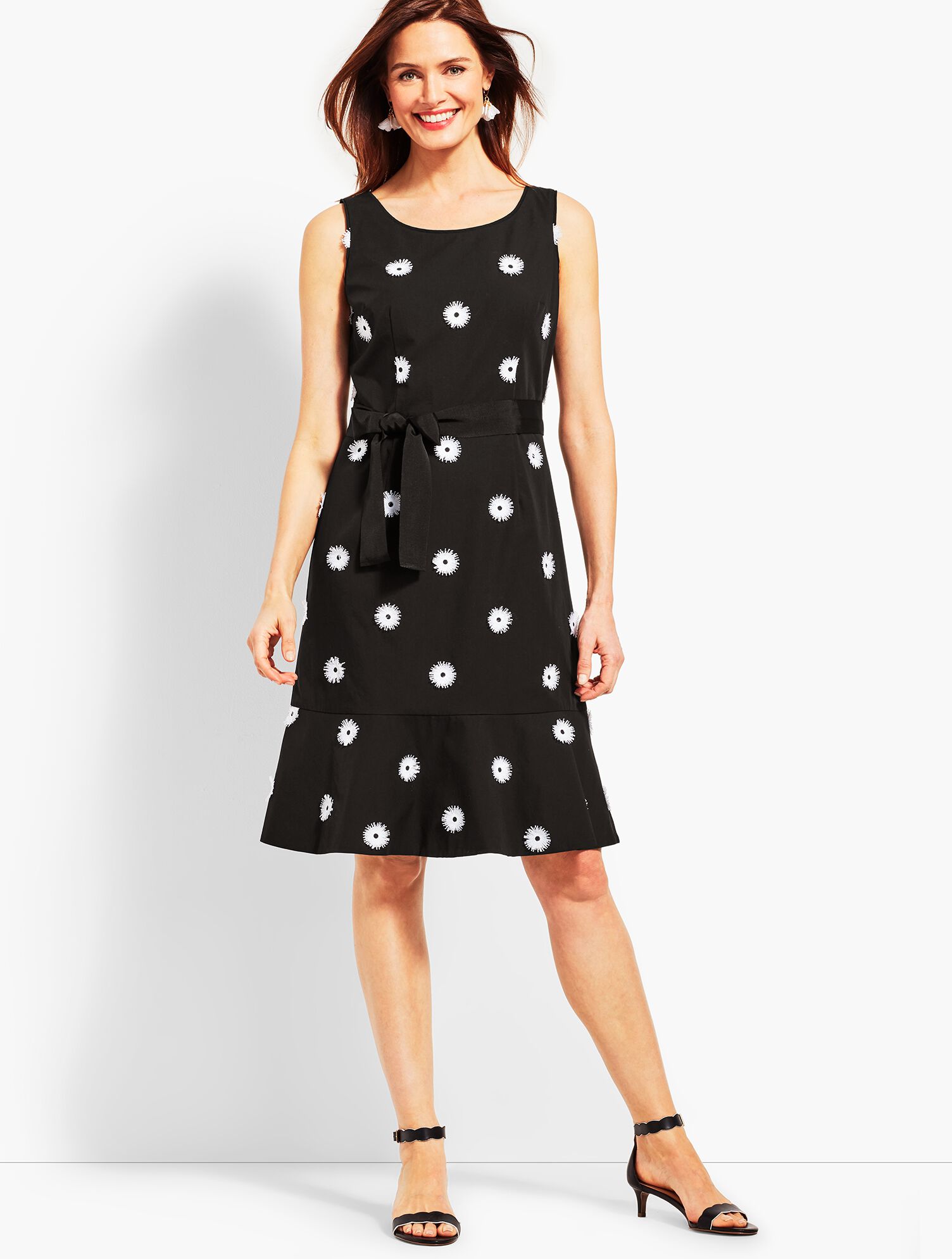 Flower Applique Fit-and-Flare Dress