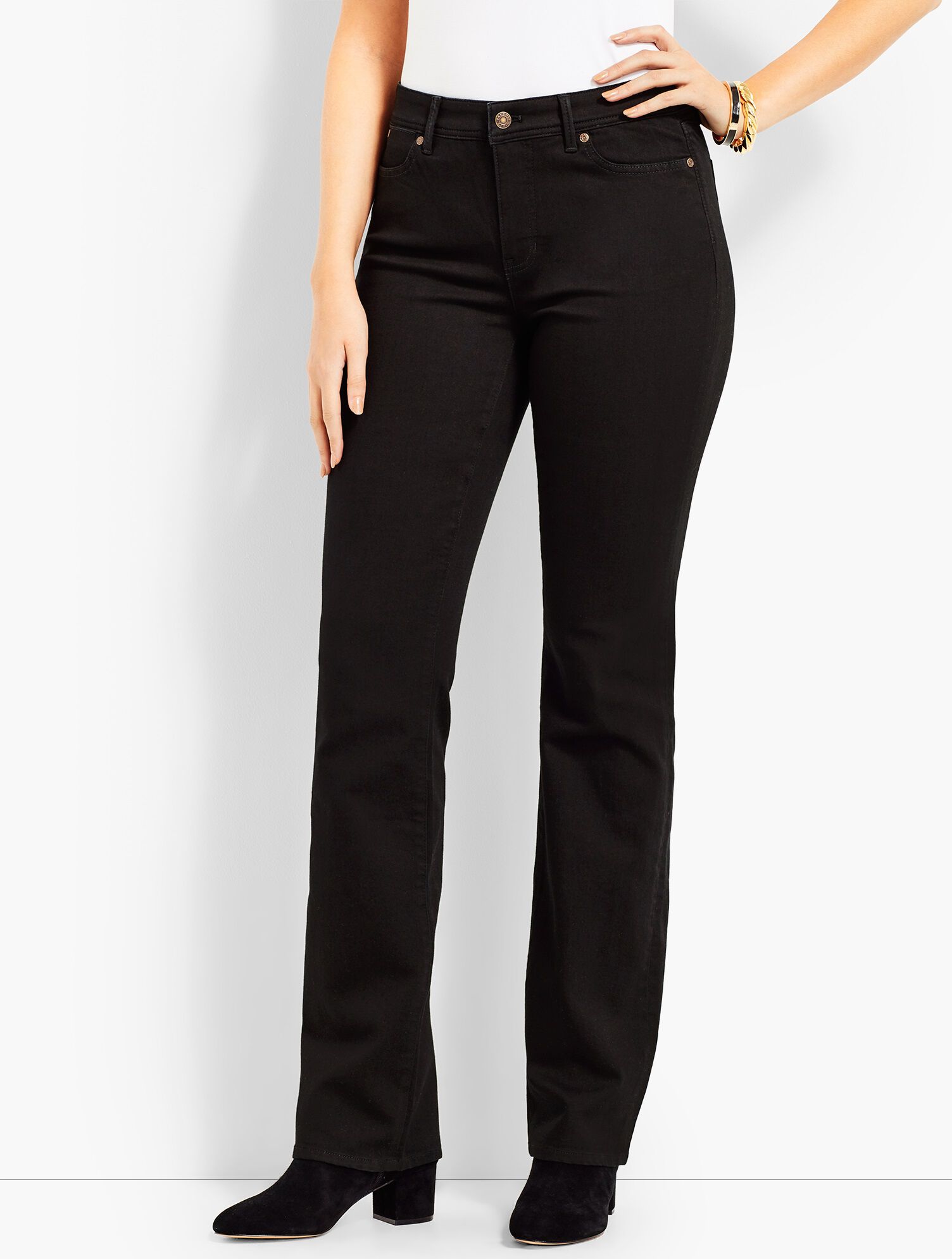 Comfort Stretch Denim Bootcut Full-Length Jeans-Curvy Fit/Black
