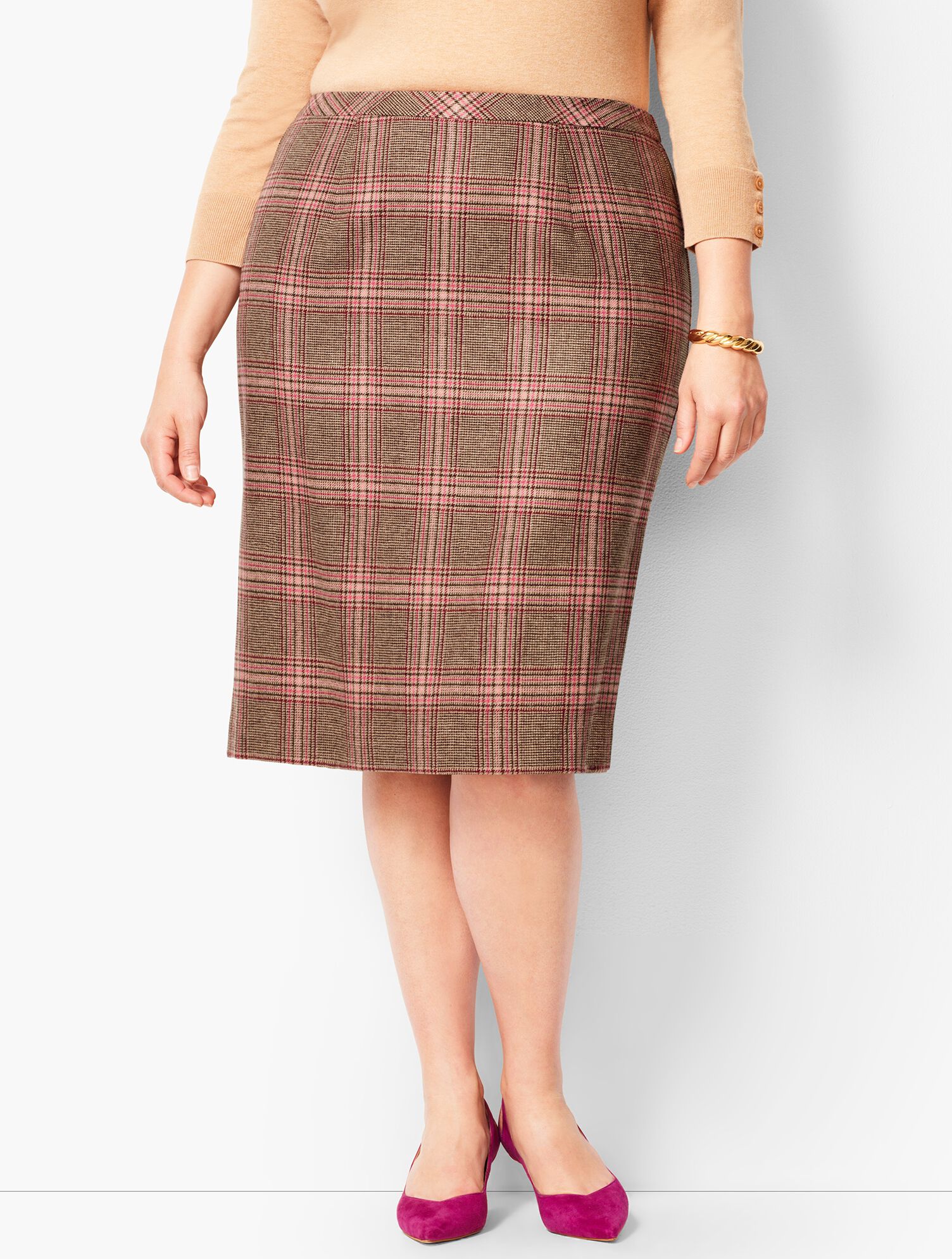 Glen Plaid Pencil Skirt