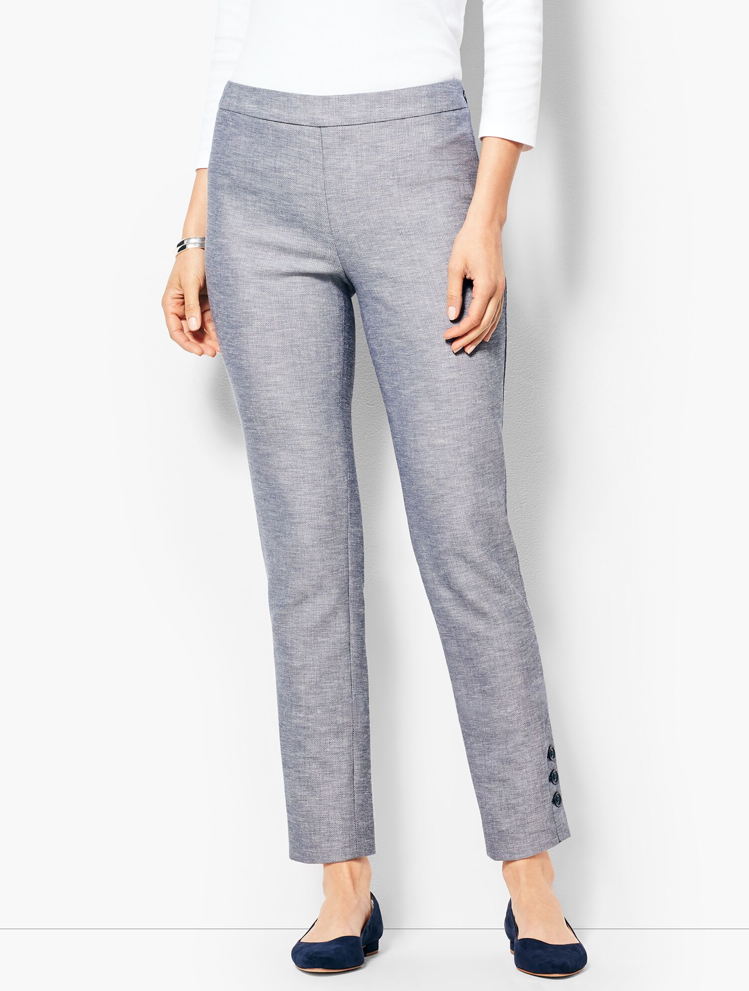 Talbots Chatham Ankle Pants - Sharkskin Button-Hem