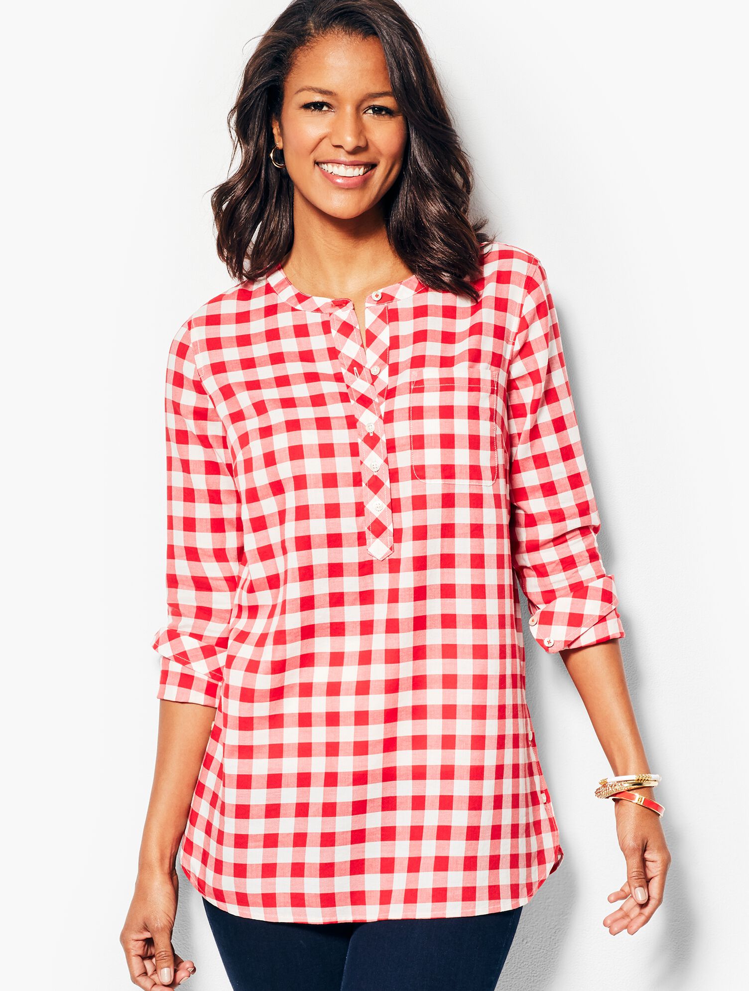 Cotton Band-Collar Top