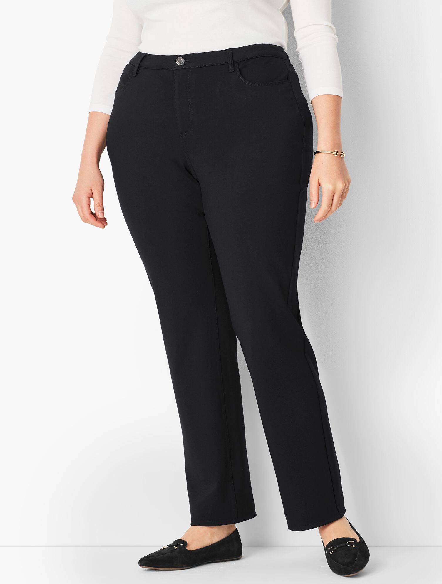 Plus Size High-Rise Straight-Leg Pants - Curvy Fit - Ponte