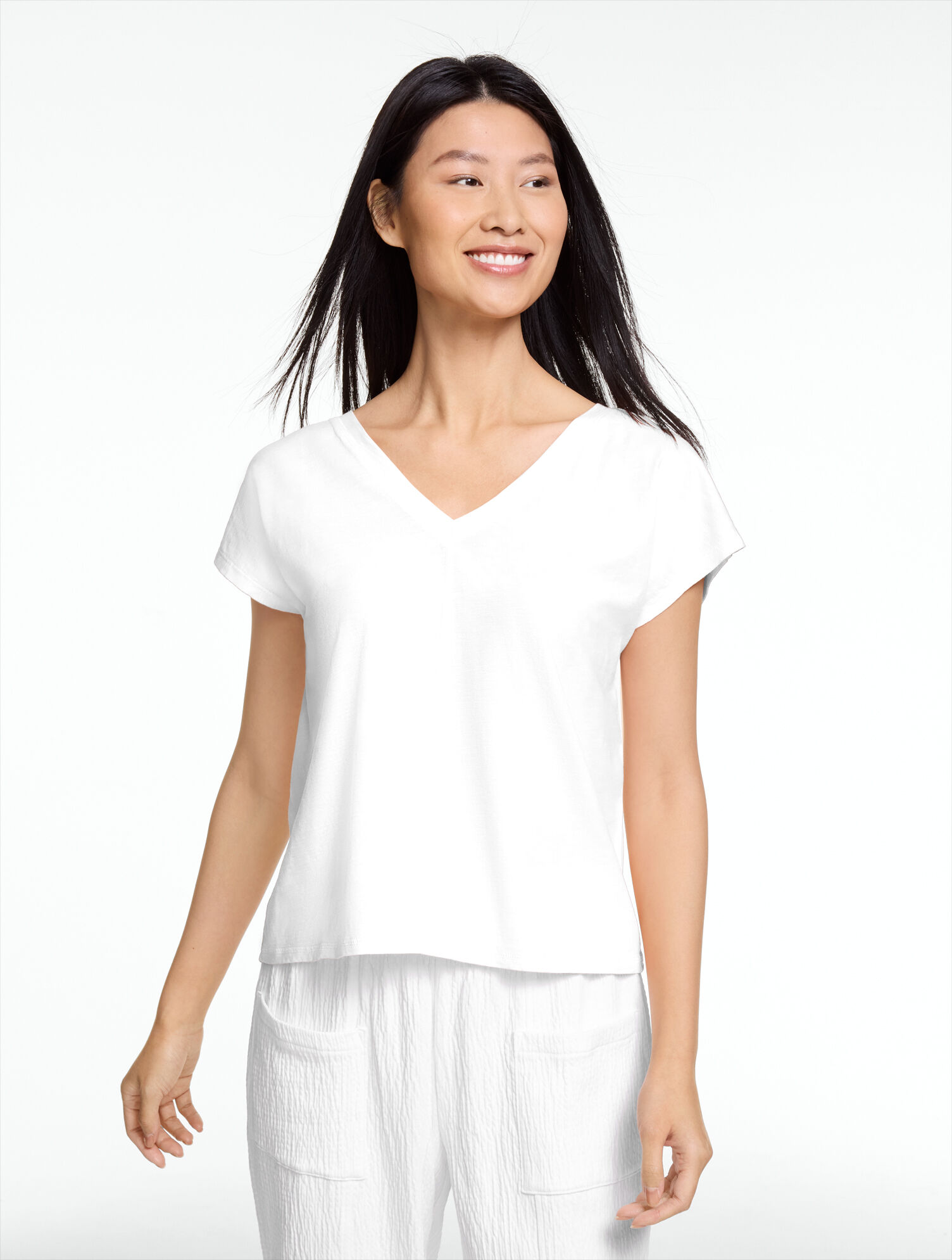 Short Sleeve V-Neck Slub Tee