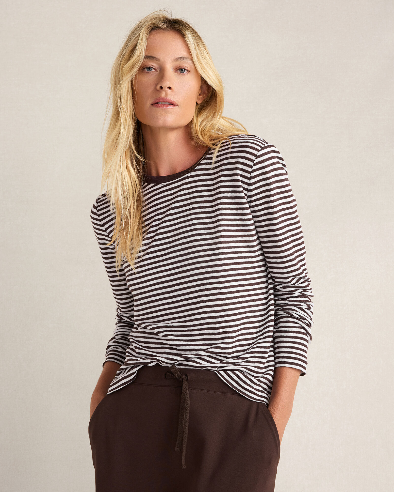 Linen Striped Long Sleeve Tee