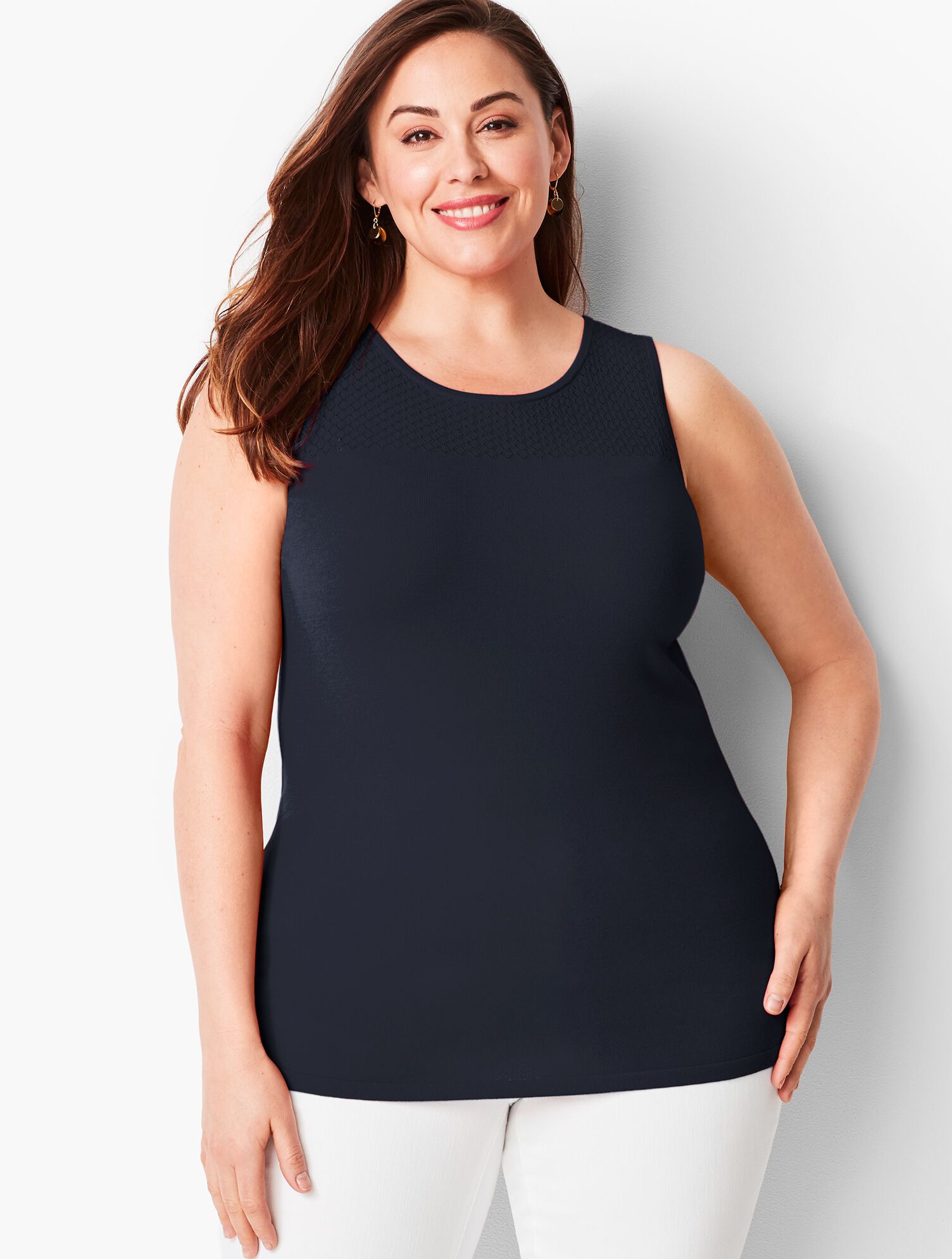 Pointelle-Yoke Sweater Shell