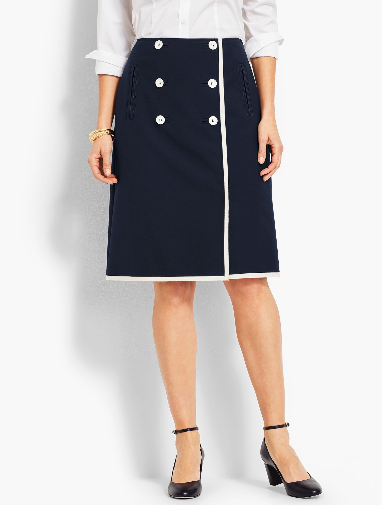 Double-Weave Faux-Wrap Skirt