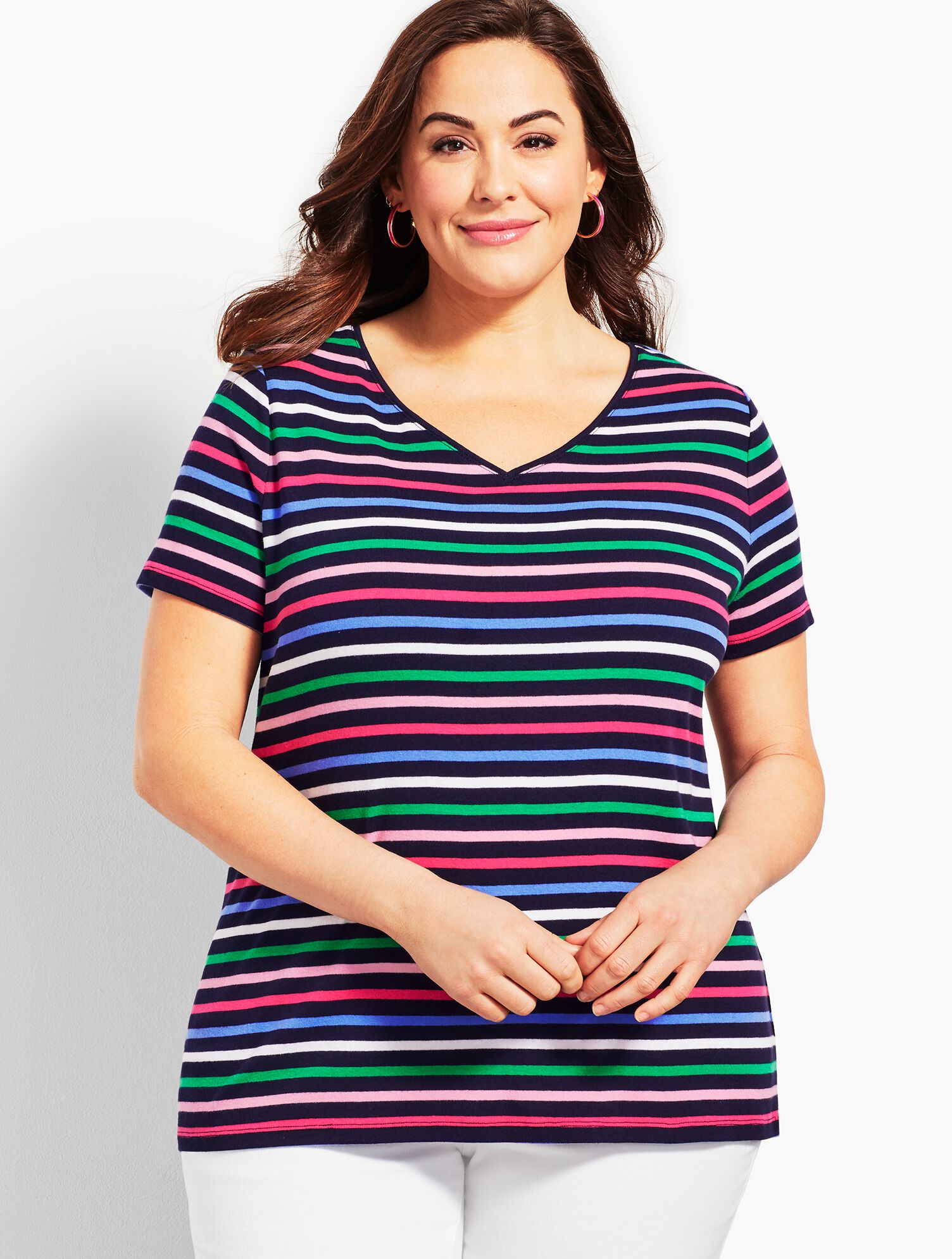 Plus Size Exclusive Hale Stripe Pima Cotton Tee
