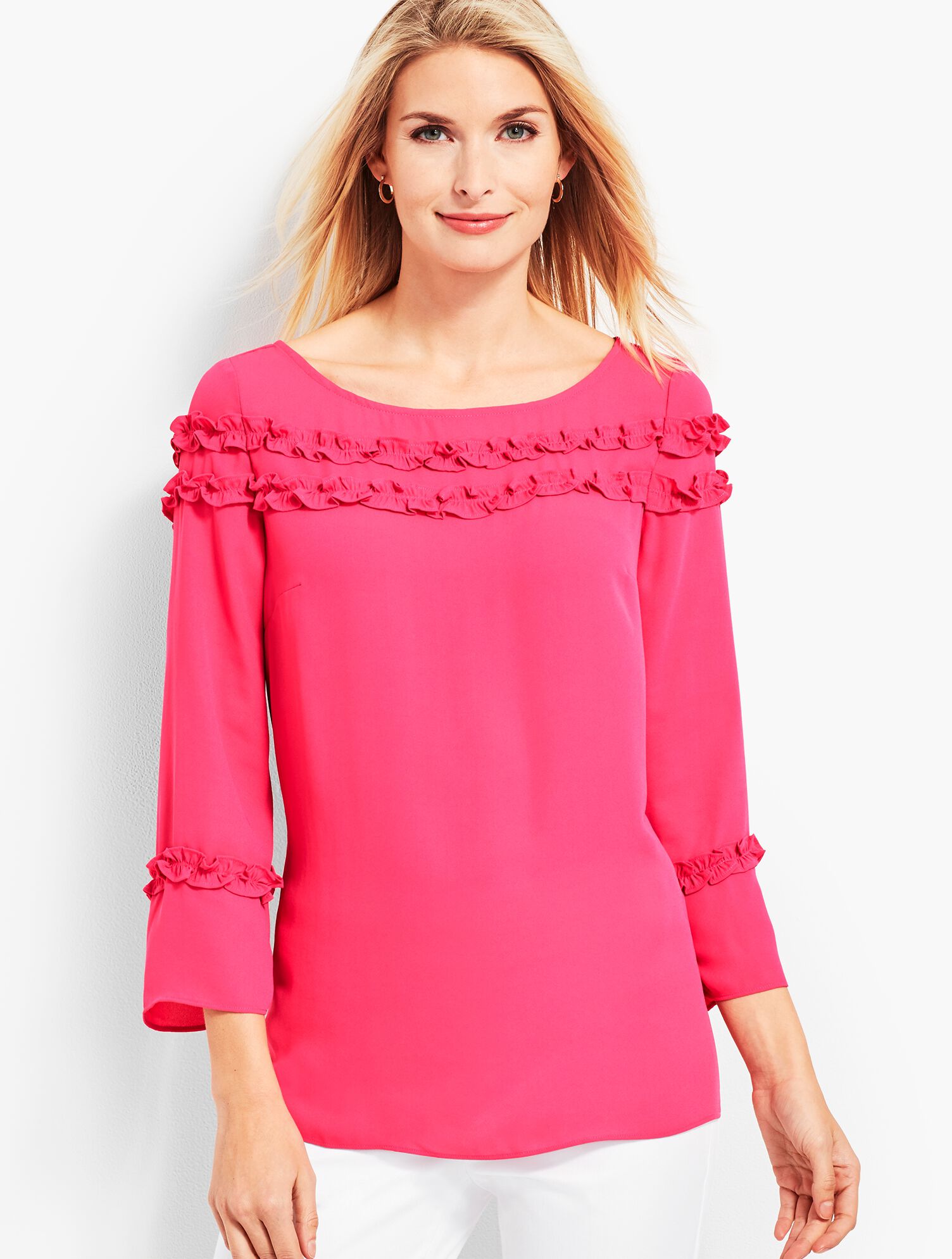 Shirred Ruffle Top - Solid