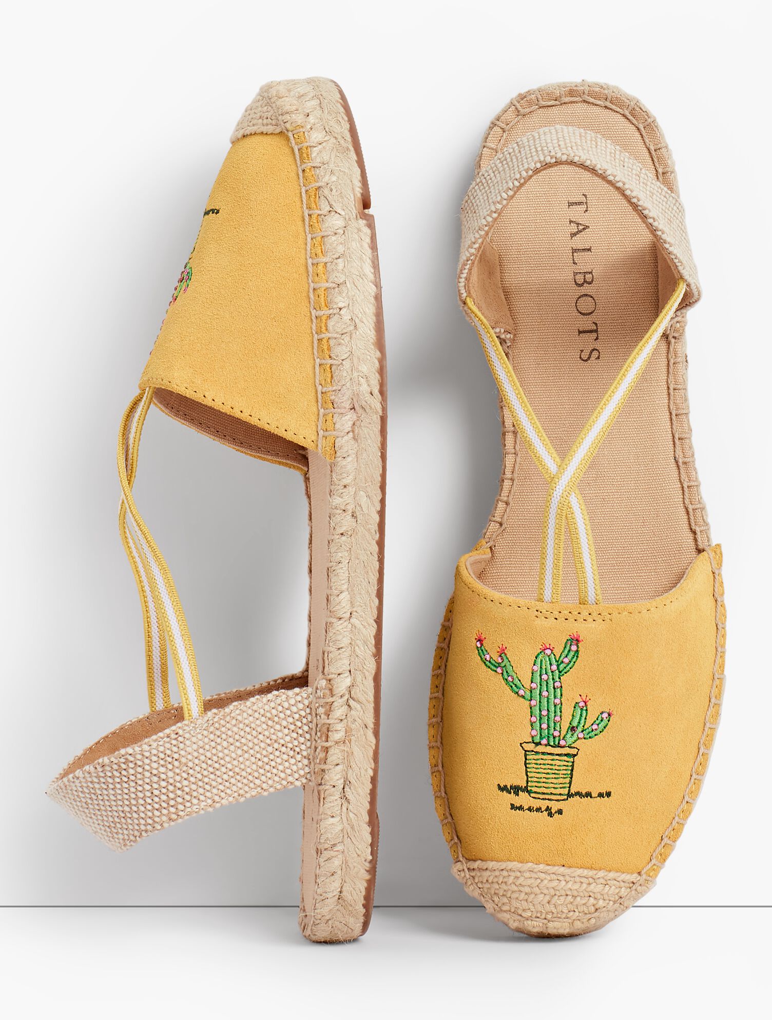 Ivy Cactus-Embroidered Silk Suede Espadrilles