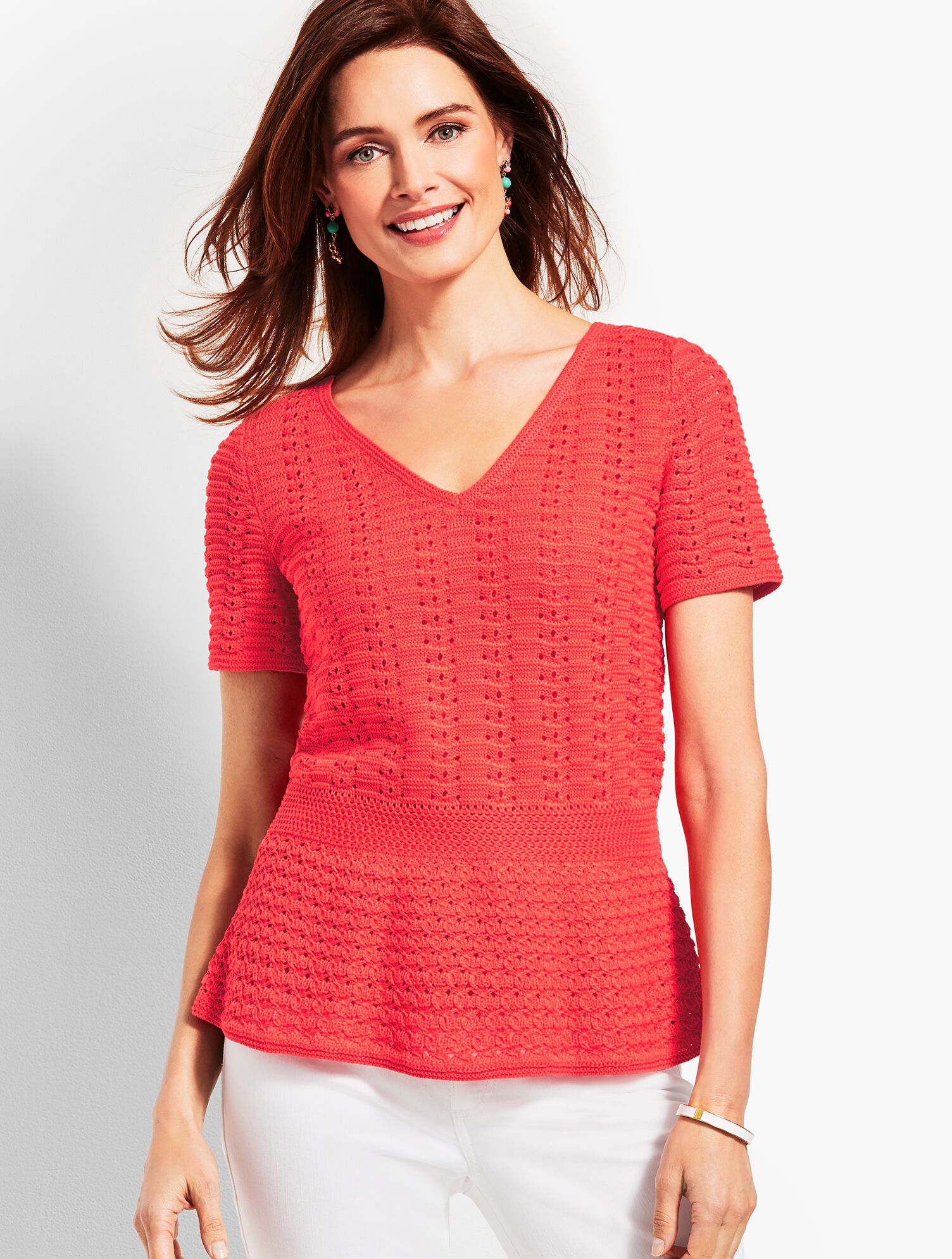 Double-V Crochet Peplum Sweater