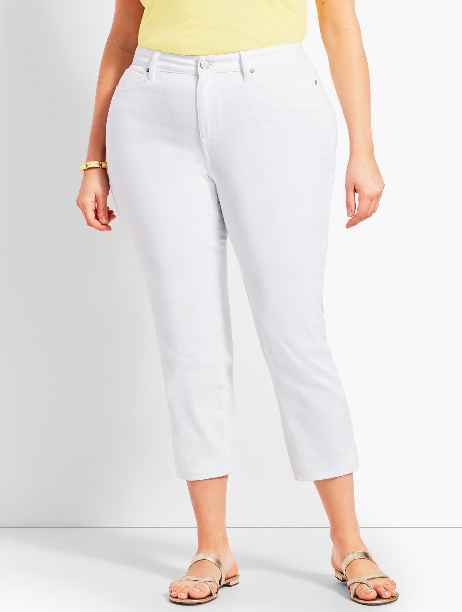 Woman Exclusive White Denim Straight Leg Crop - Curvy Fit