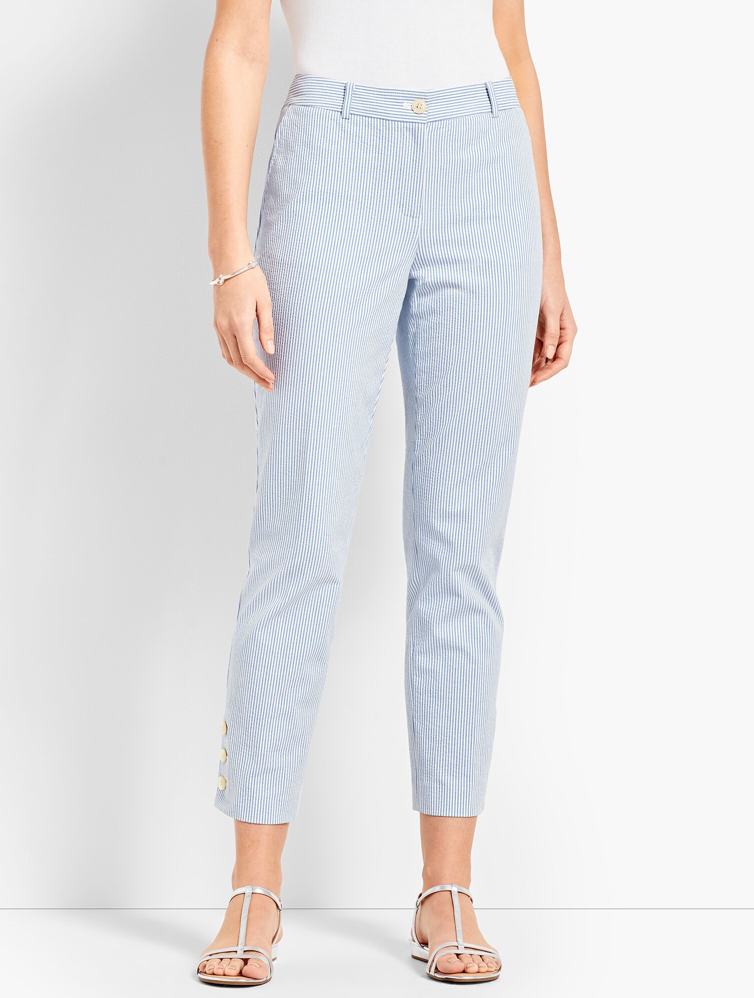 Seersucker Crop Suit Pant