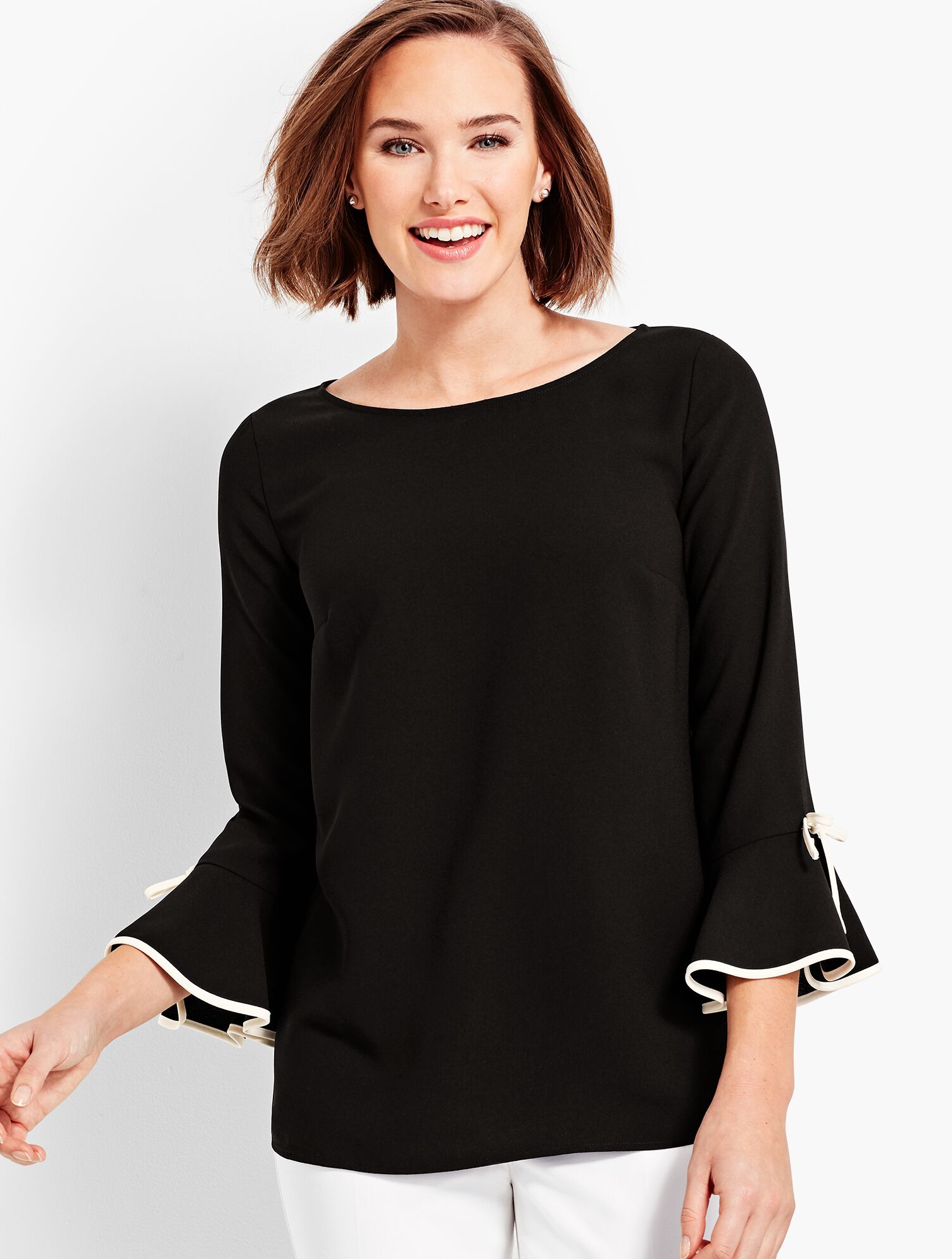 Crepe Tie-Sleeve Top