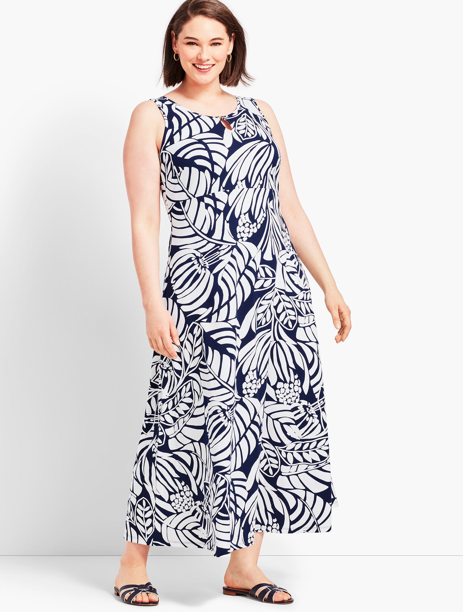 Graphic Botanical Jersey Maxi Dress