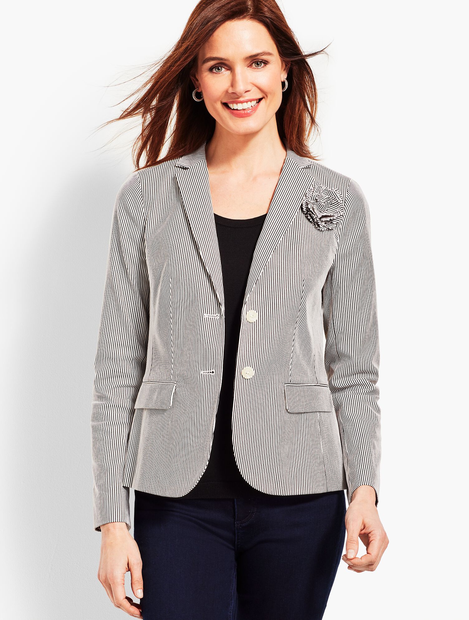 Corsage Stripe Blazer