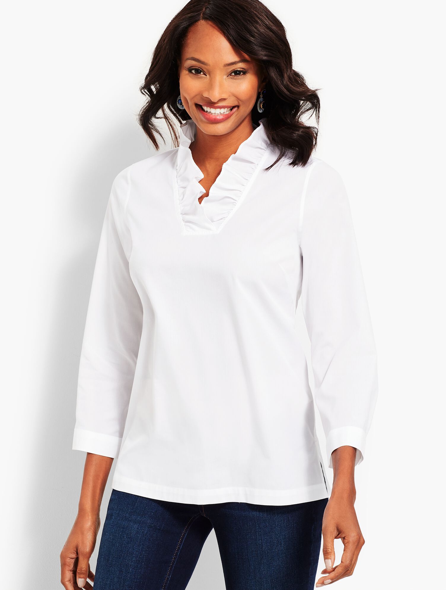 Ruffle-Neck Popover Tunic