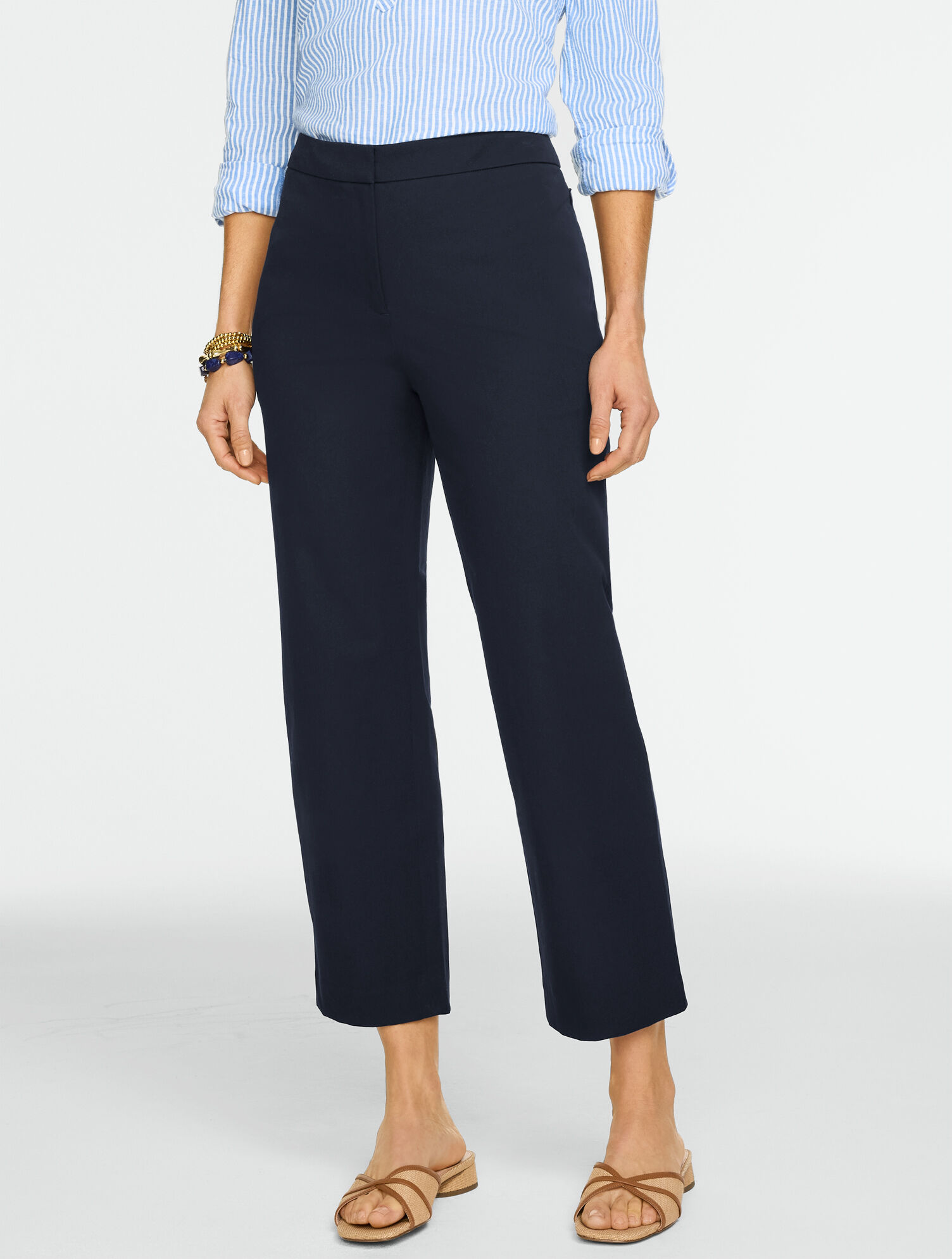 Straight Ankle Cotton Bi-Stretch Pants