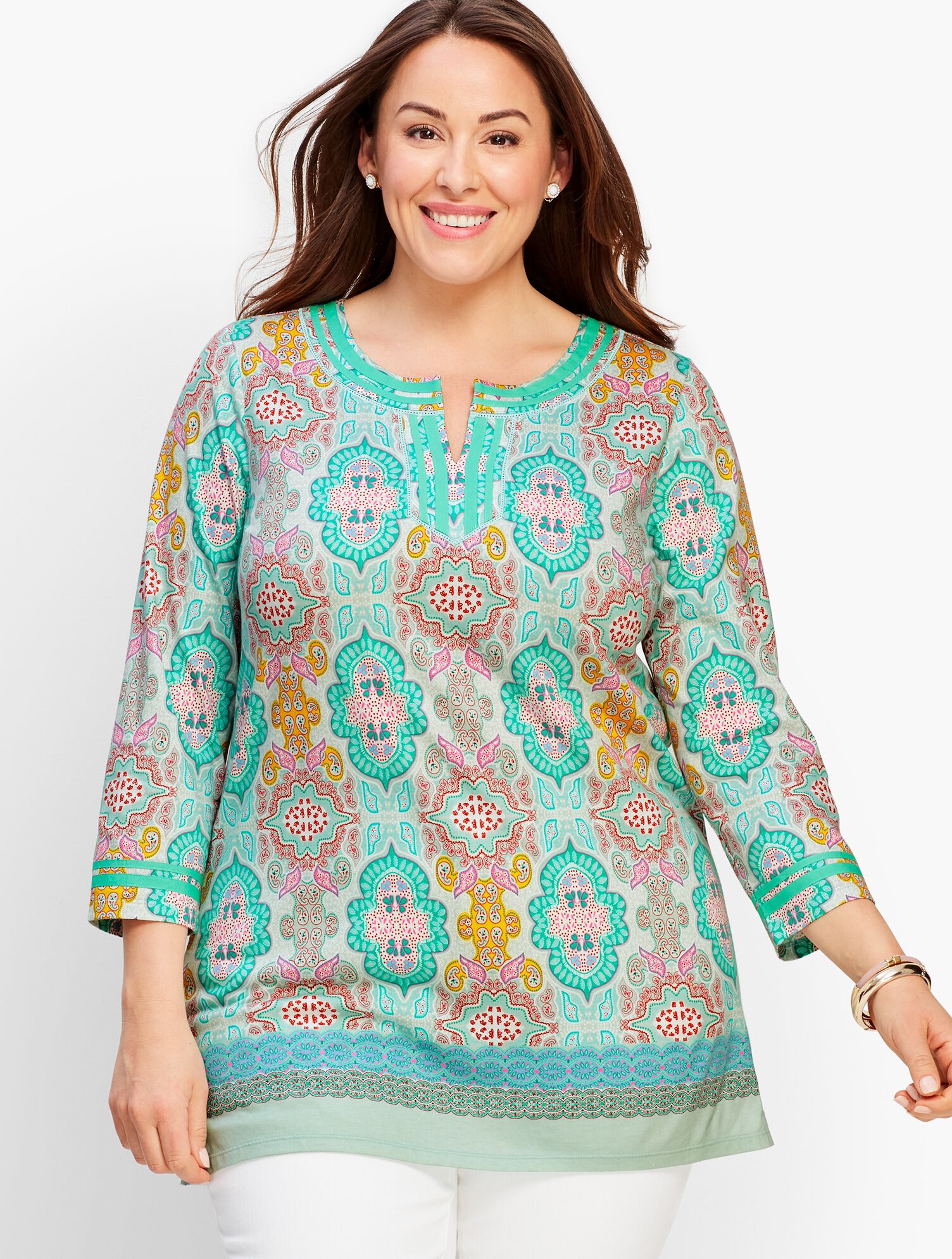 Moroccan Medallion Split-Neck Tunic