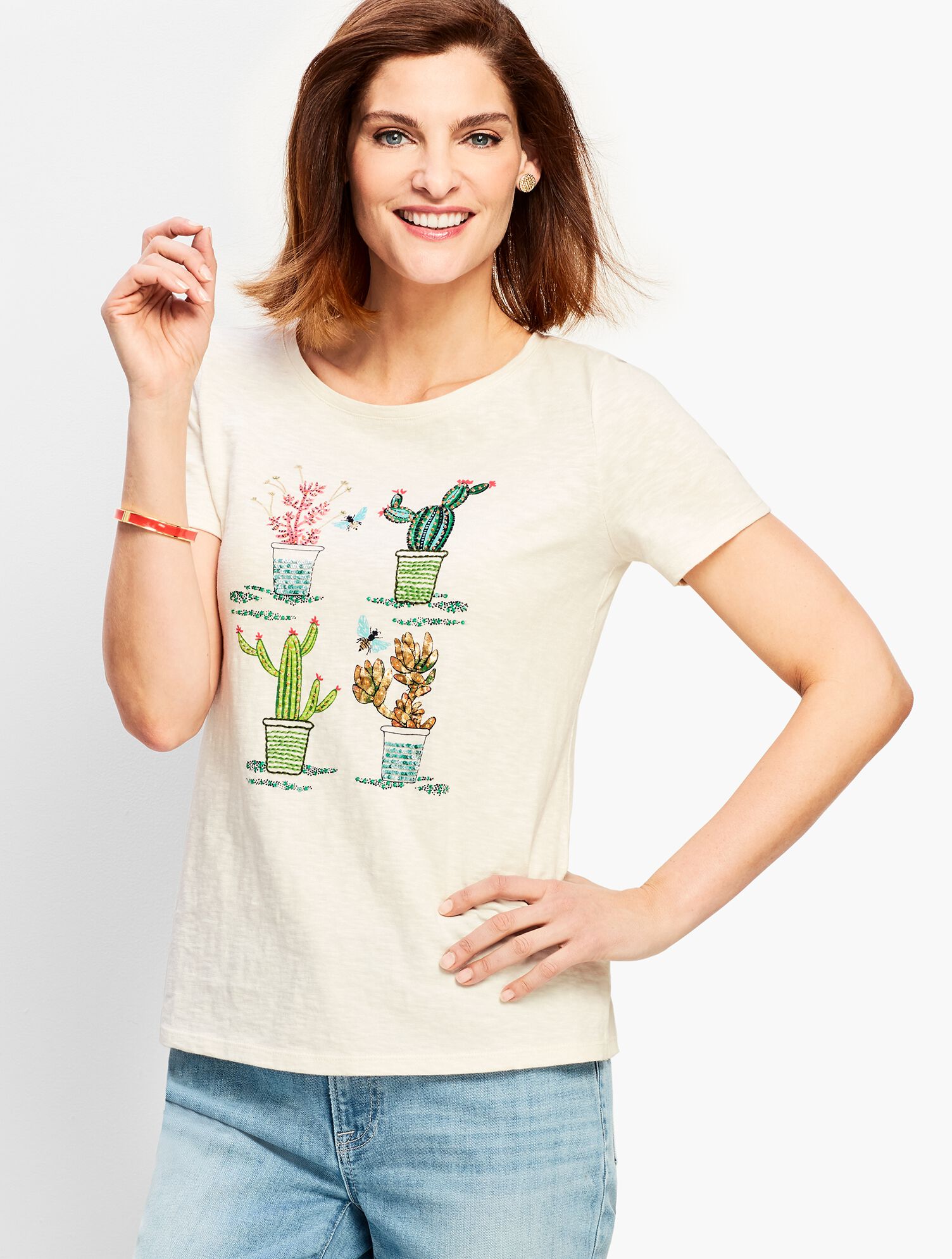 Embellished Flowering Cactus Tee