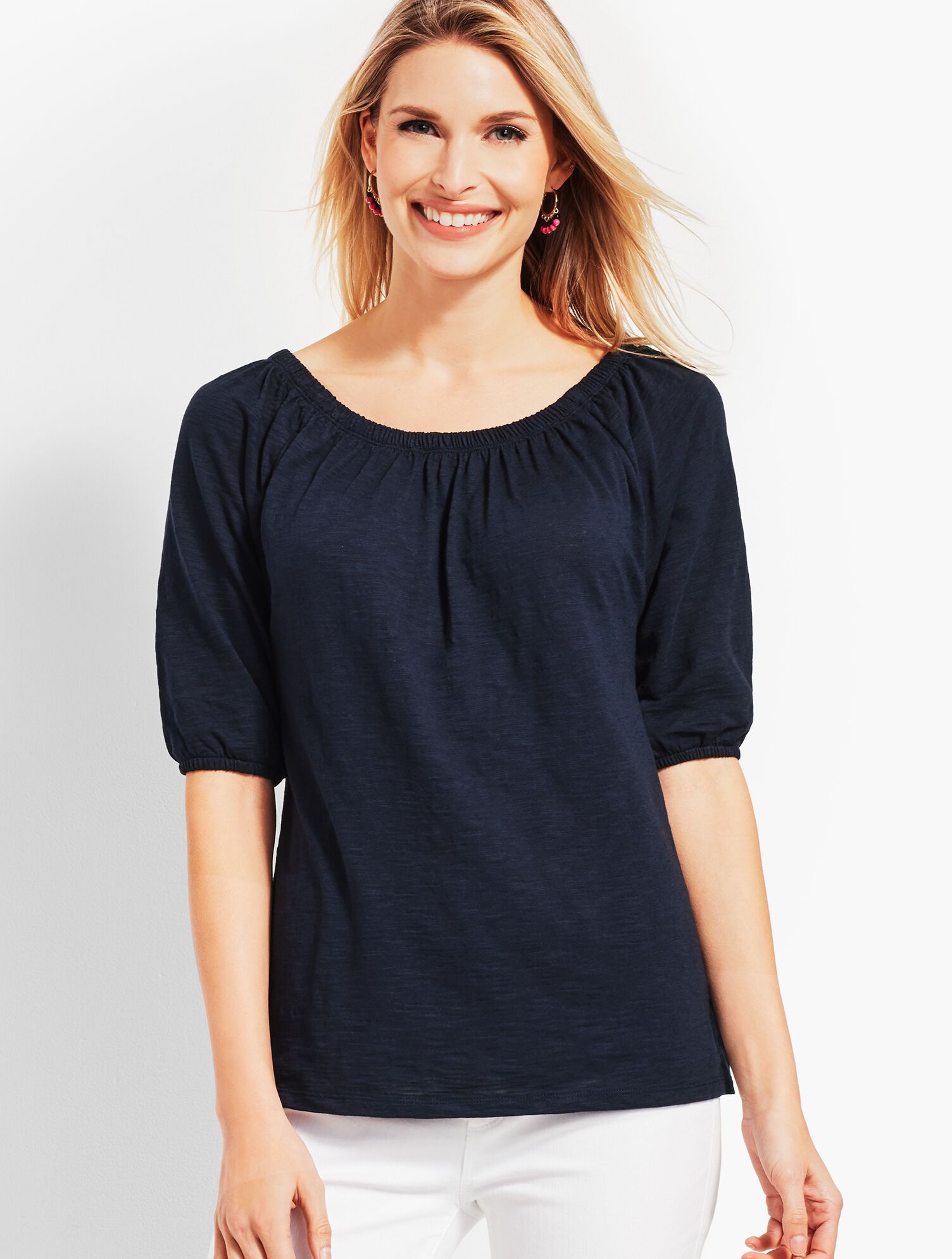 On-The-Shoulder Elbow-Sleeve Top