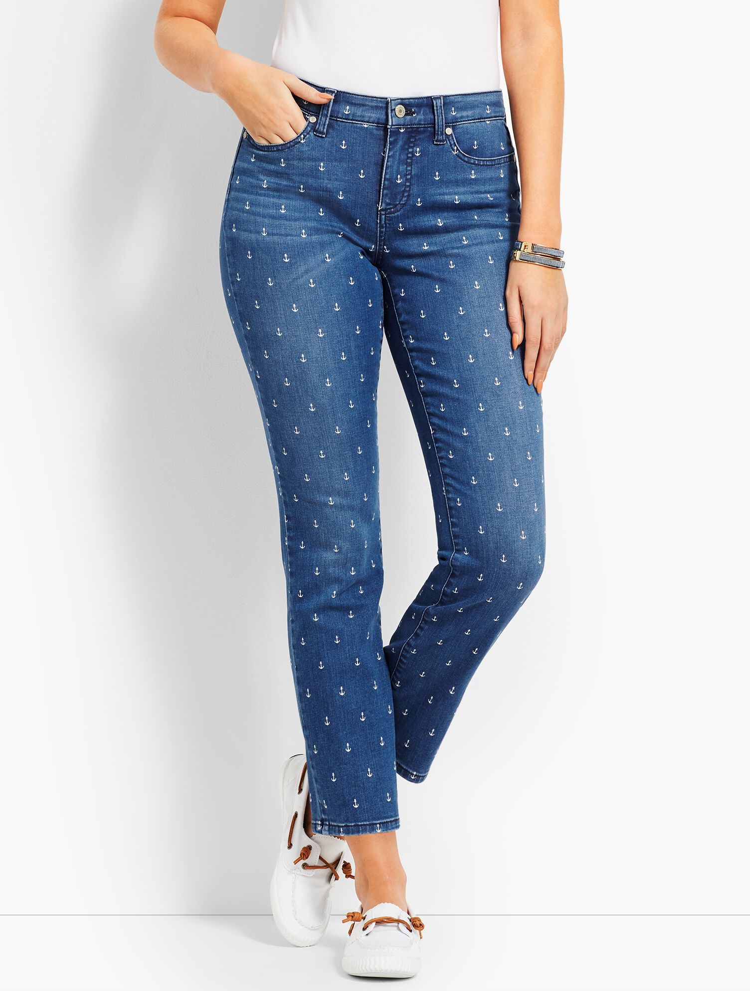 Denim Slim Ankle - CurvyFit/Anchor Print