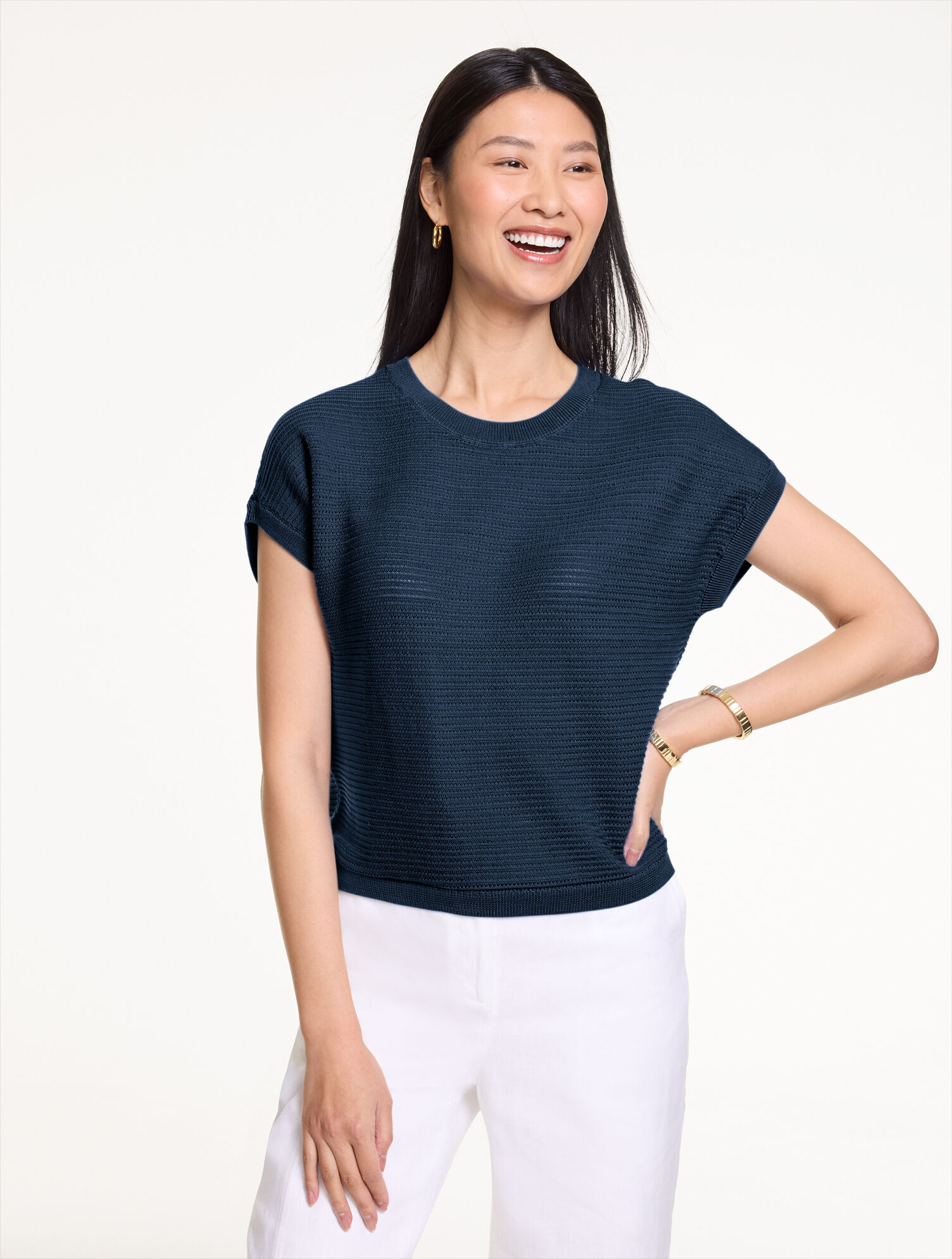 Extended Shoulder Crewneck Sweater