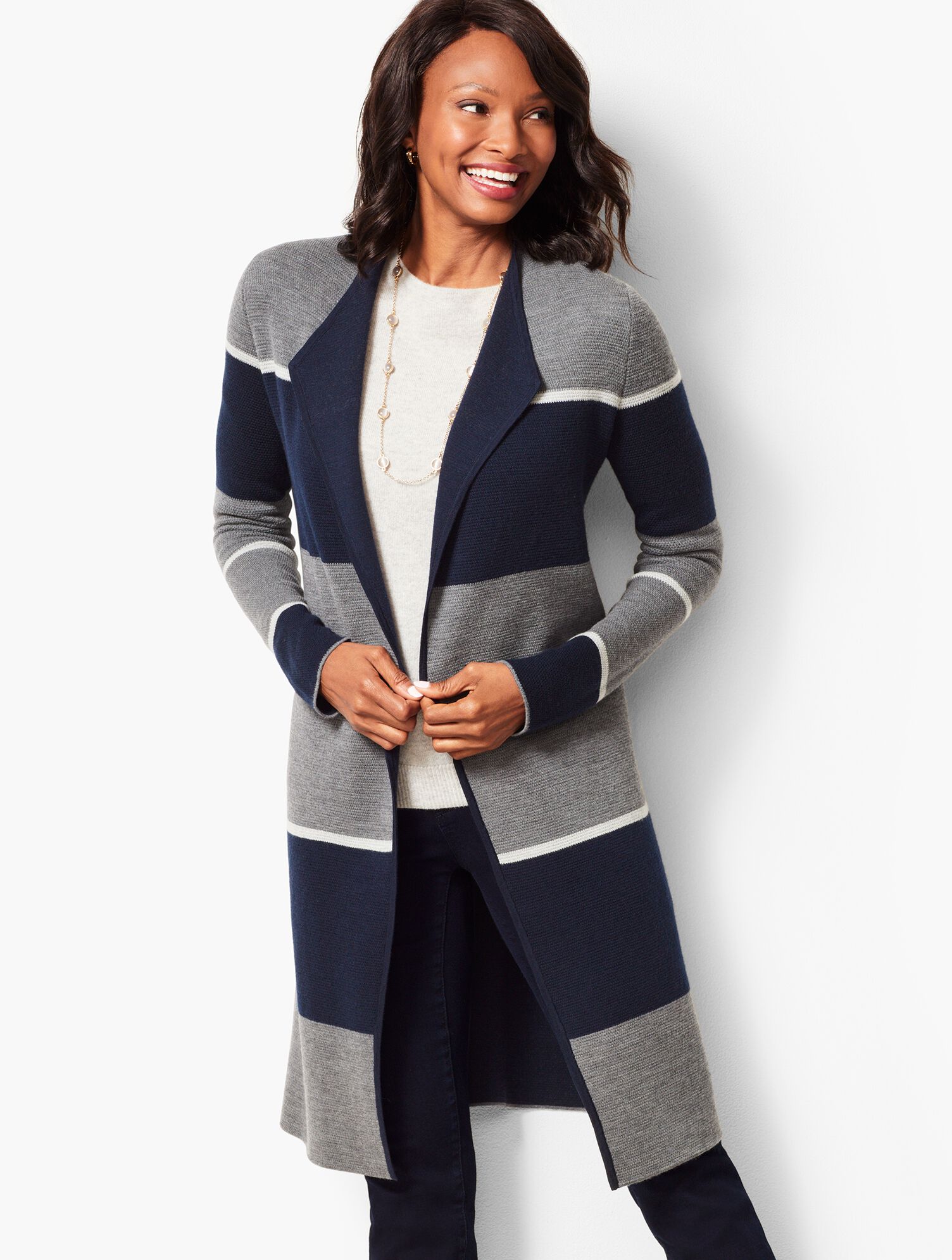 Stripe Merino Double-Face Duster