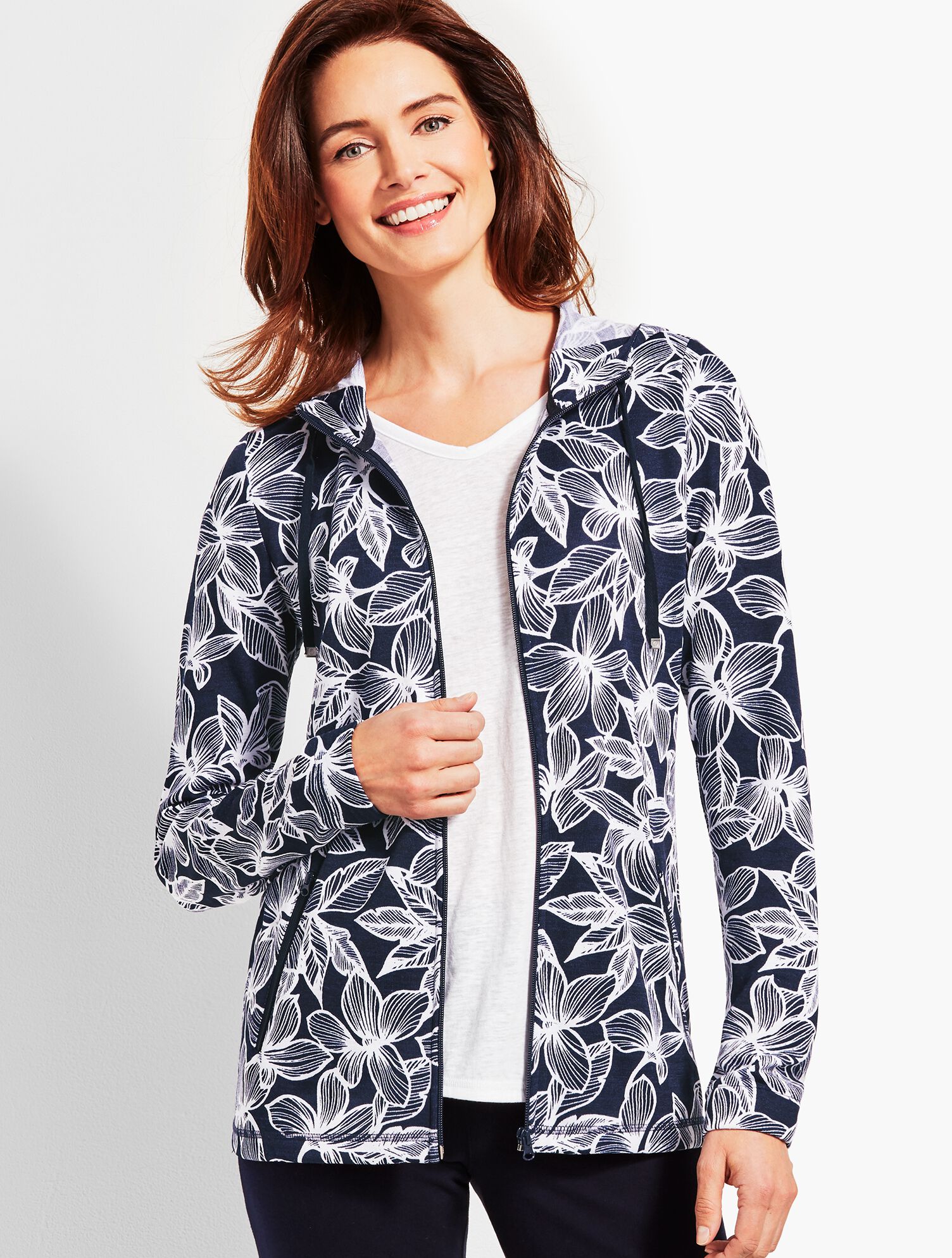 Floral Soft-Drape Jersey Jacket