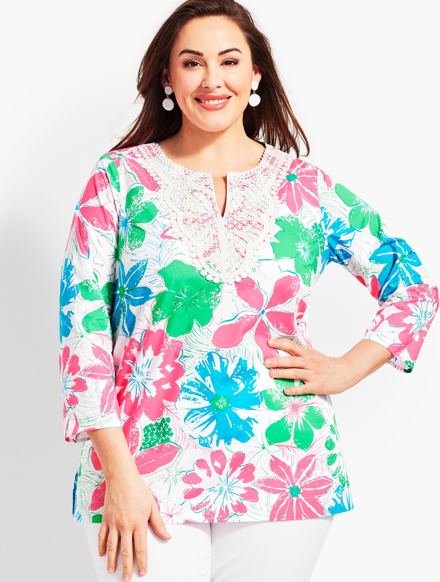 Lace Bib Tunic-Anguilla Floral