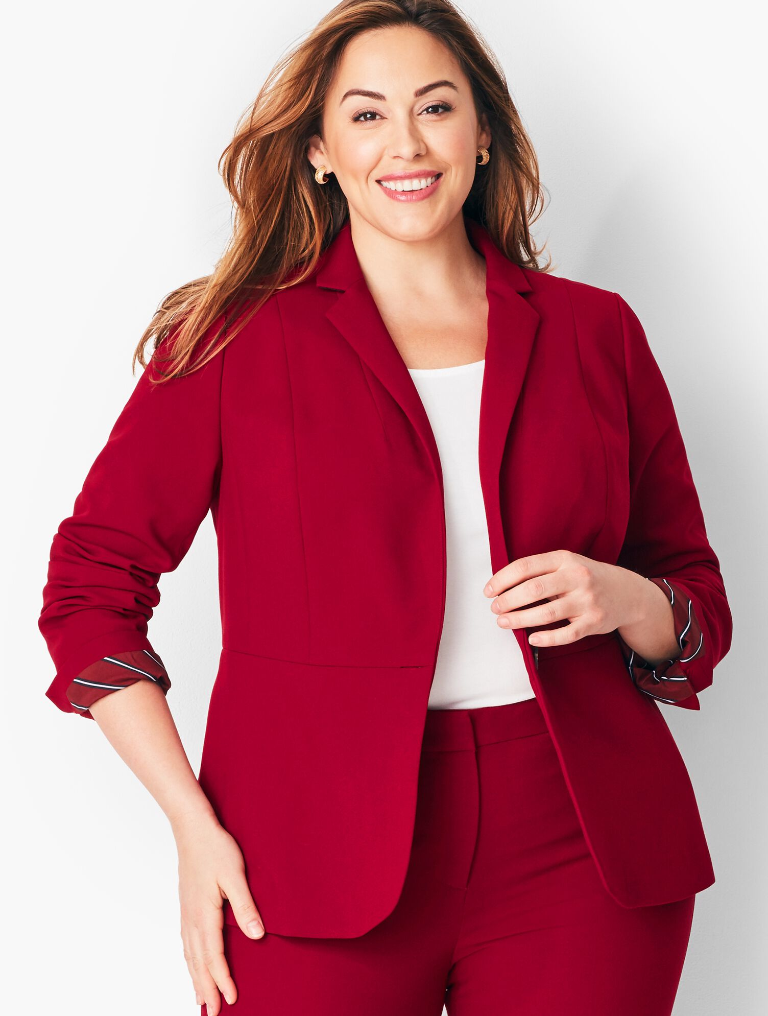 Italian Luxe Double-Cloth Peplum Blazer