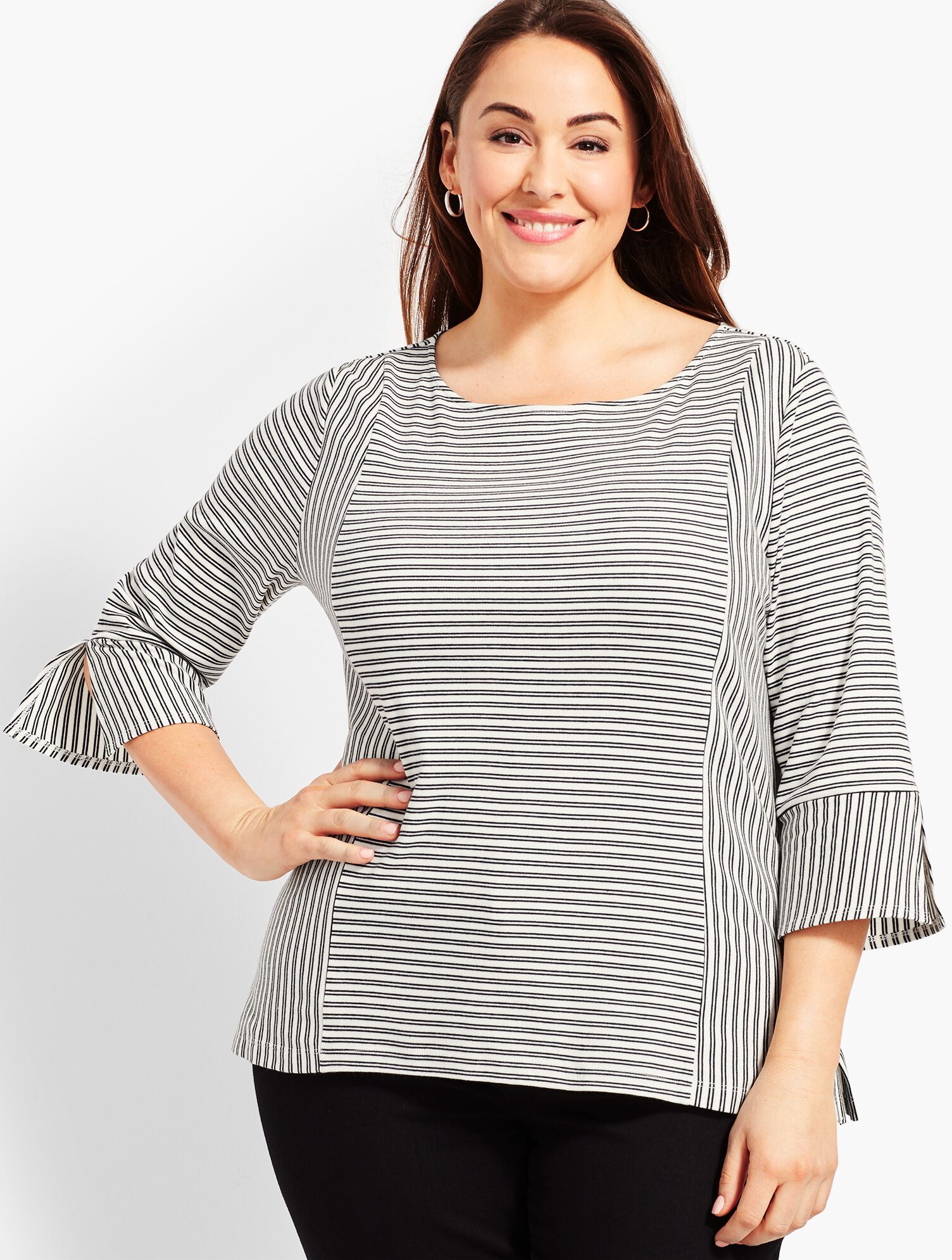 Woman Exclusive Flare-Cuff Top - Hanover Stripe